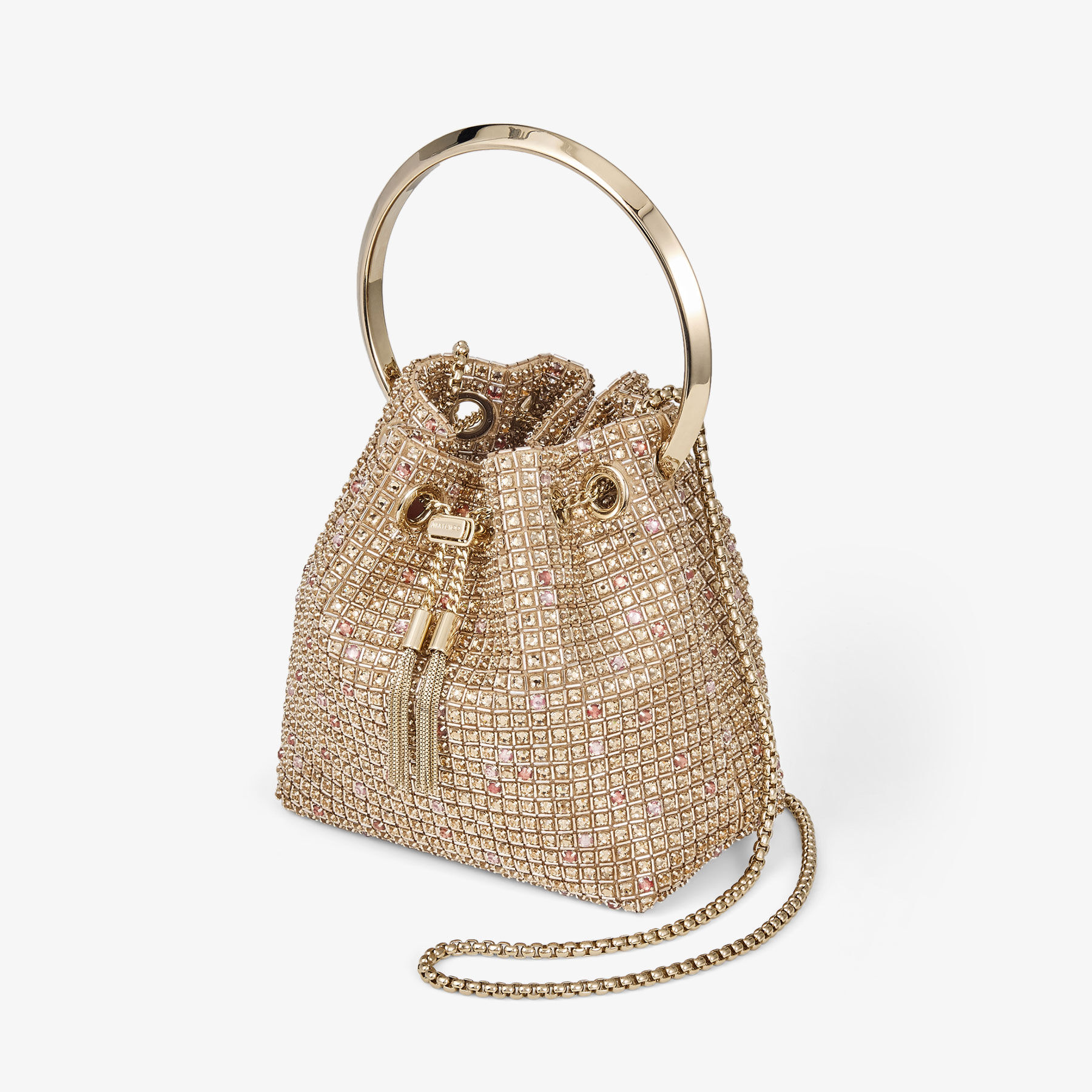 Bon Bon Gold Crystal Embroidered Satin Mini Bag