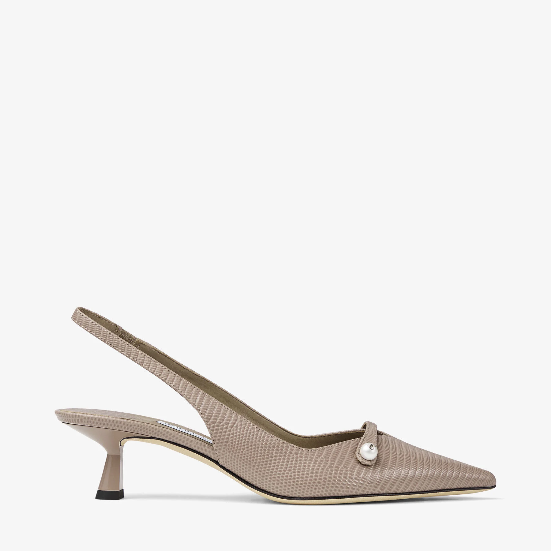 Amita 45 Taupe Lizard Printed Leather Pumps