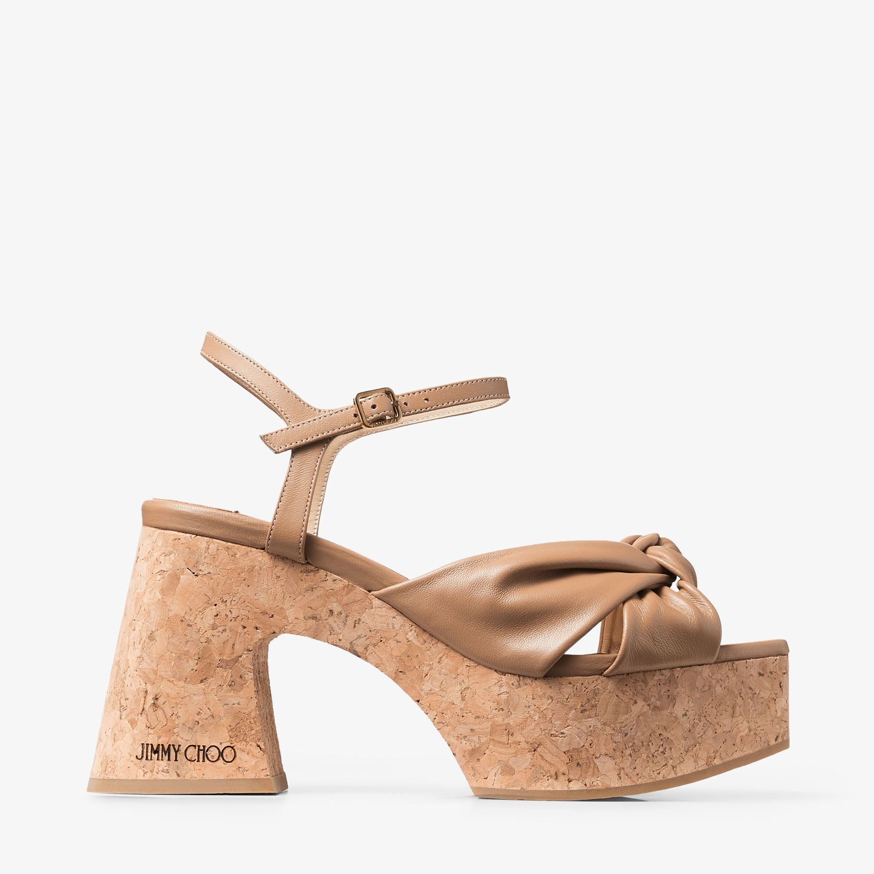Heloise Wedge 95 Biscuit Nappa Leather Platform Sandals