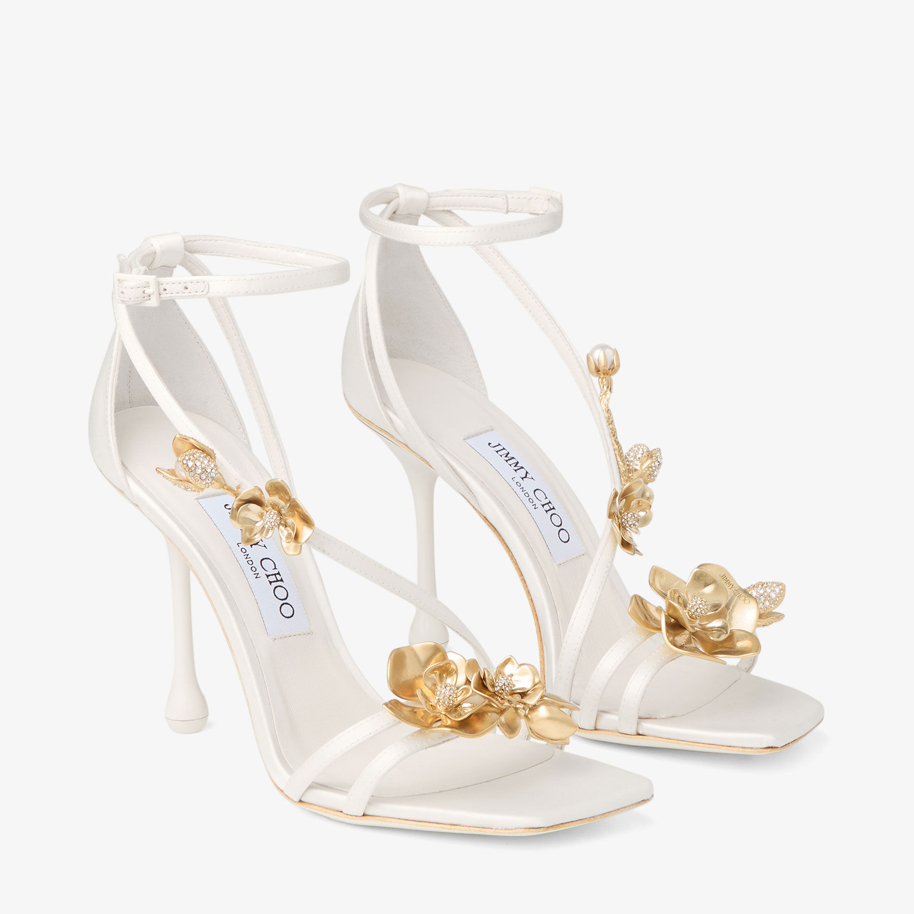 Zea 95 Ivory Satin Flower Sandals