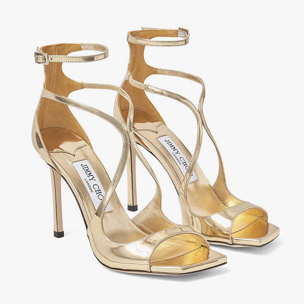 Azia 110 Gold Liquid Metal Leather Sandals