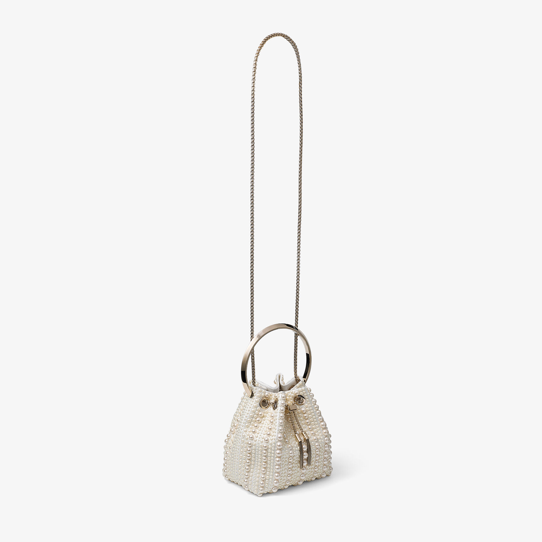 Bon Bon Ivory Satin Bag with All-Over Pearls