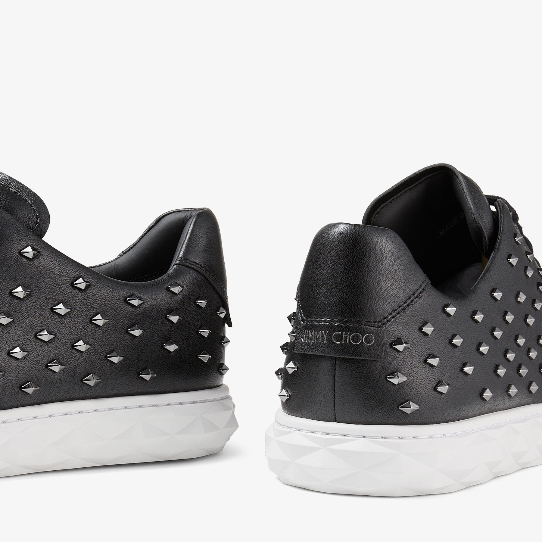 Diamond Light M Black Nappa Low-Top Trainers with Studs