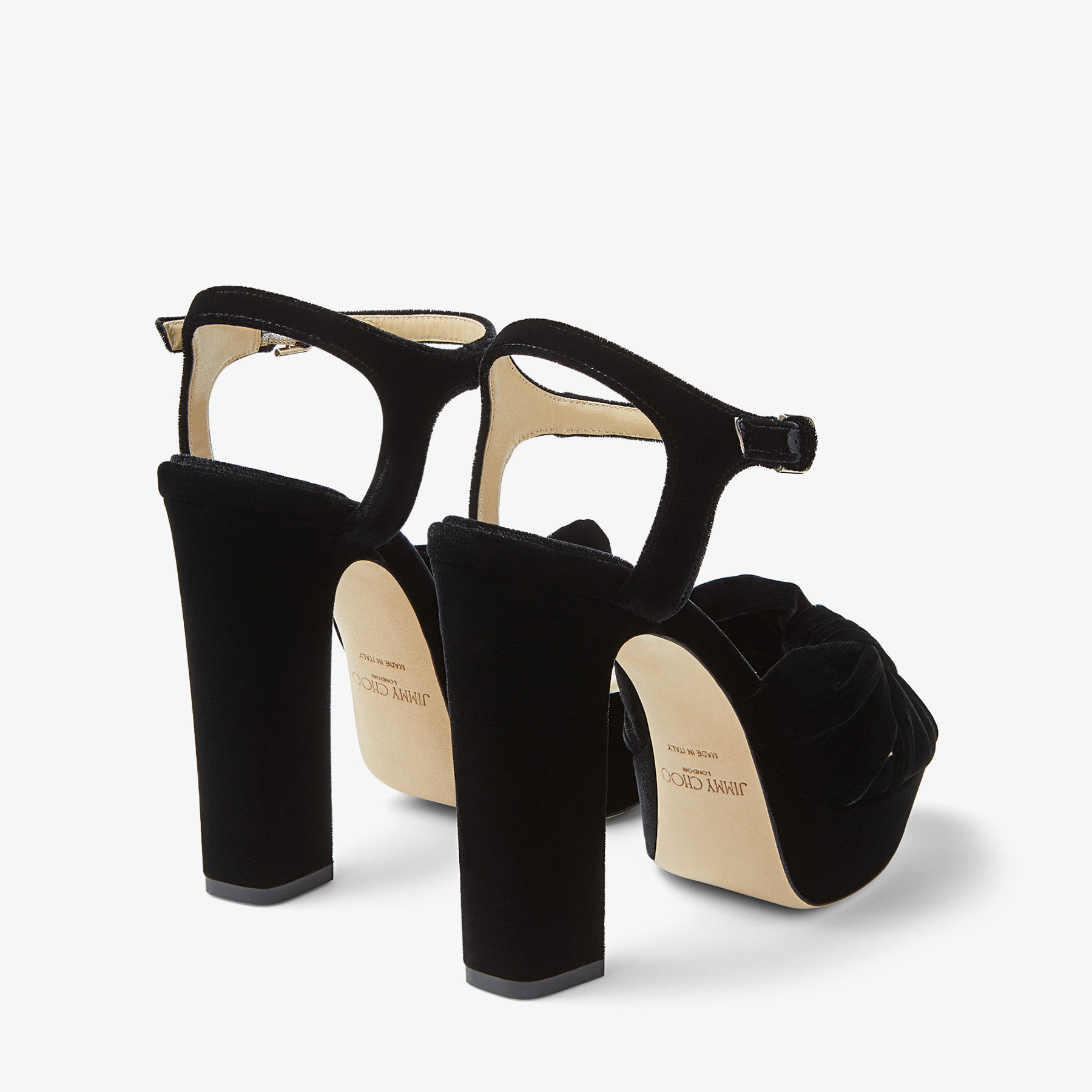Heloise 120 Black Velvet Platform Sandals