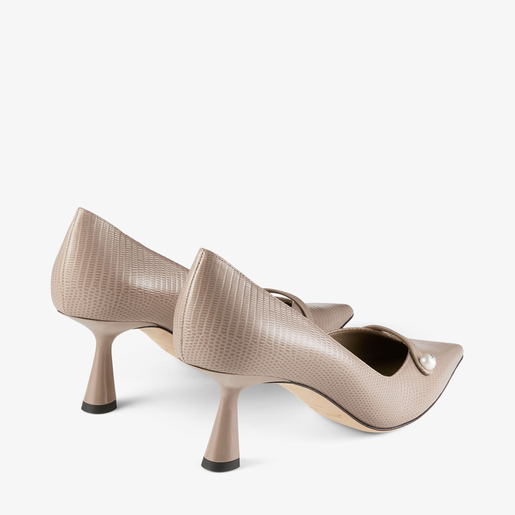 Rosalia 65 Taupe Lizard Printed Leather Pumps