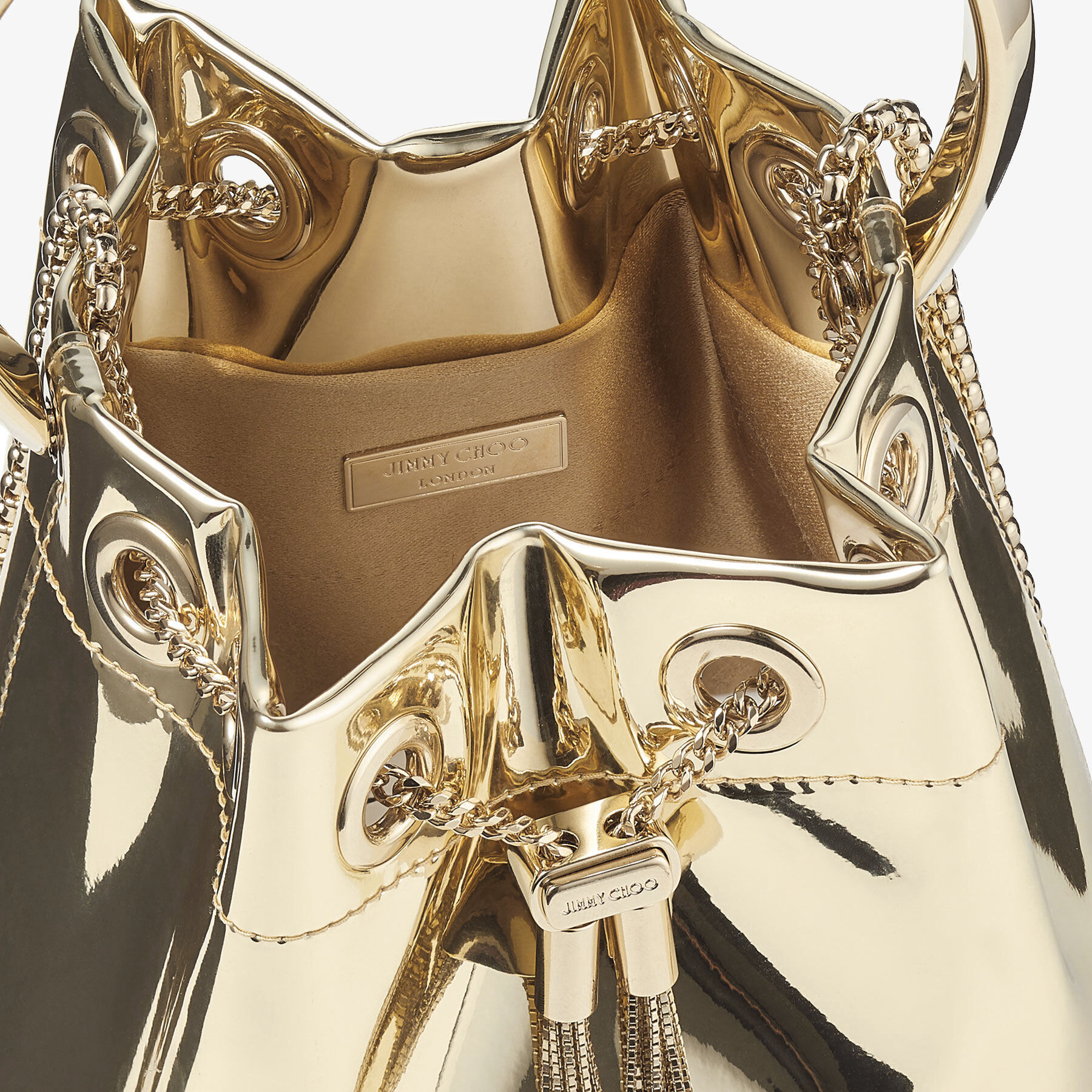 Bon Bon Gold Mirror Fabric Mini Bag with Metal Handle