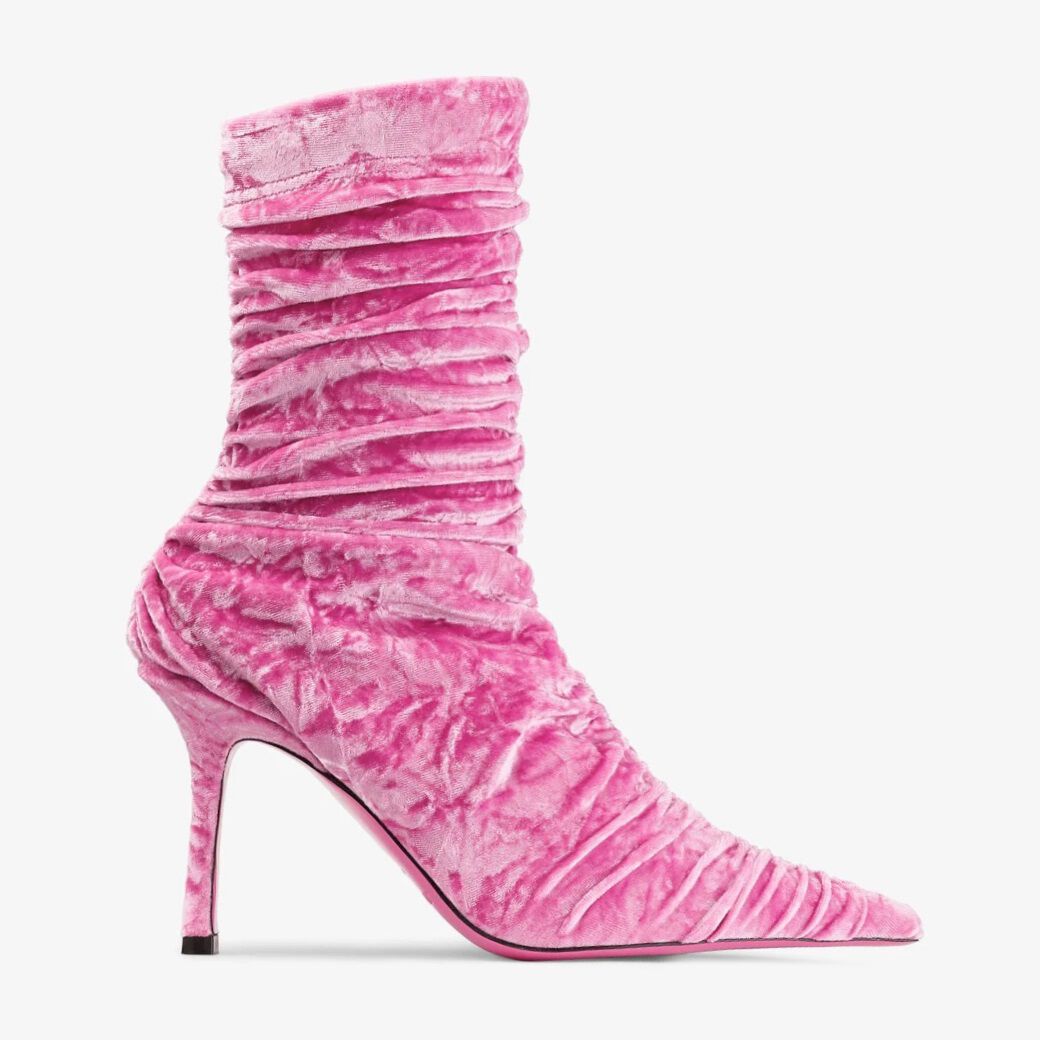 Lotta Ankle Boot 85 Light Magenta Velvet Ankle Boots
