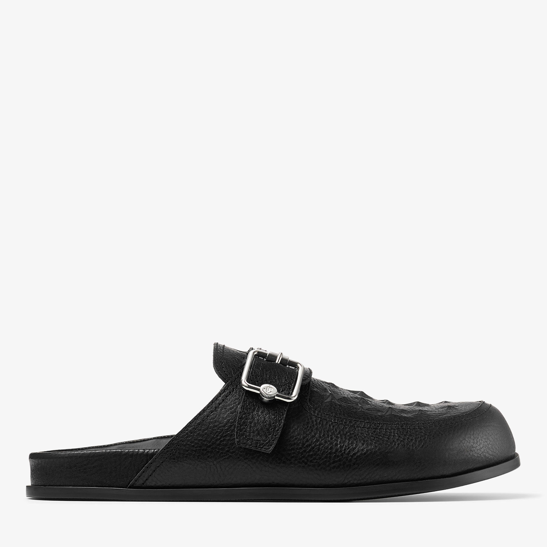 Etta Mule Black Embossed Leather Mules
