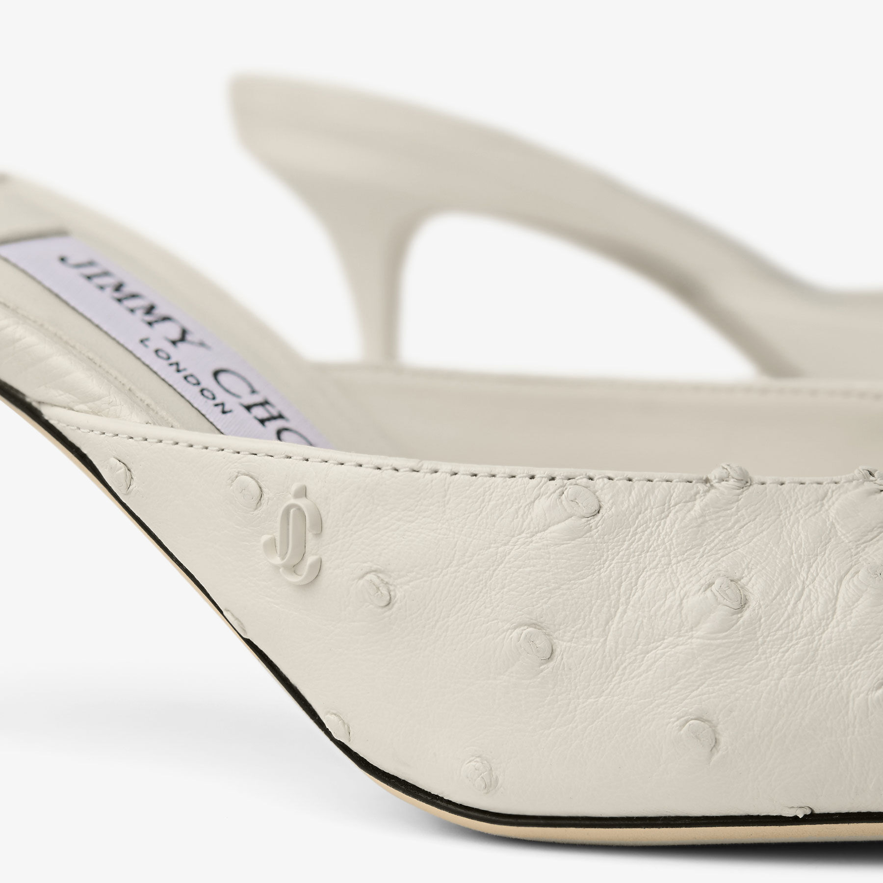 Vivi 65 Latte Ostrich Leather Mules