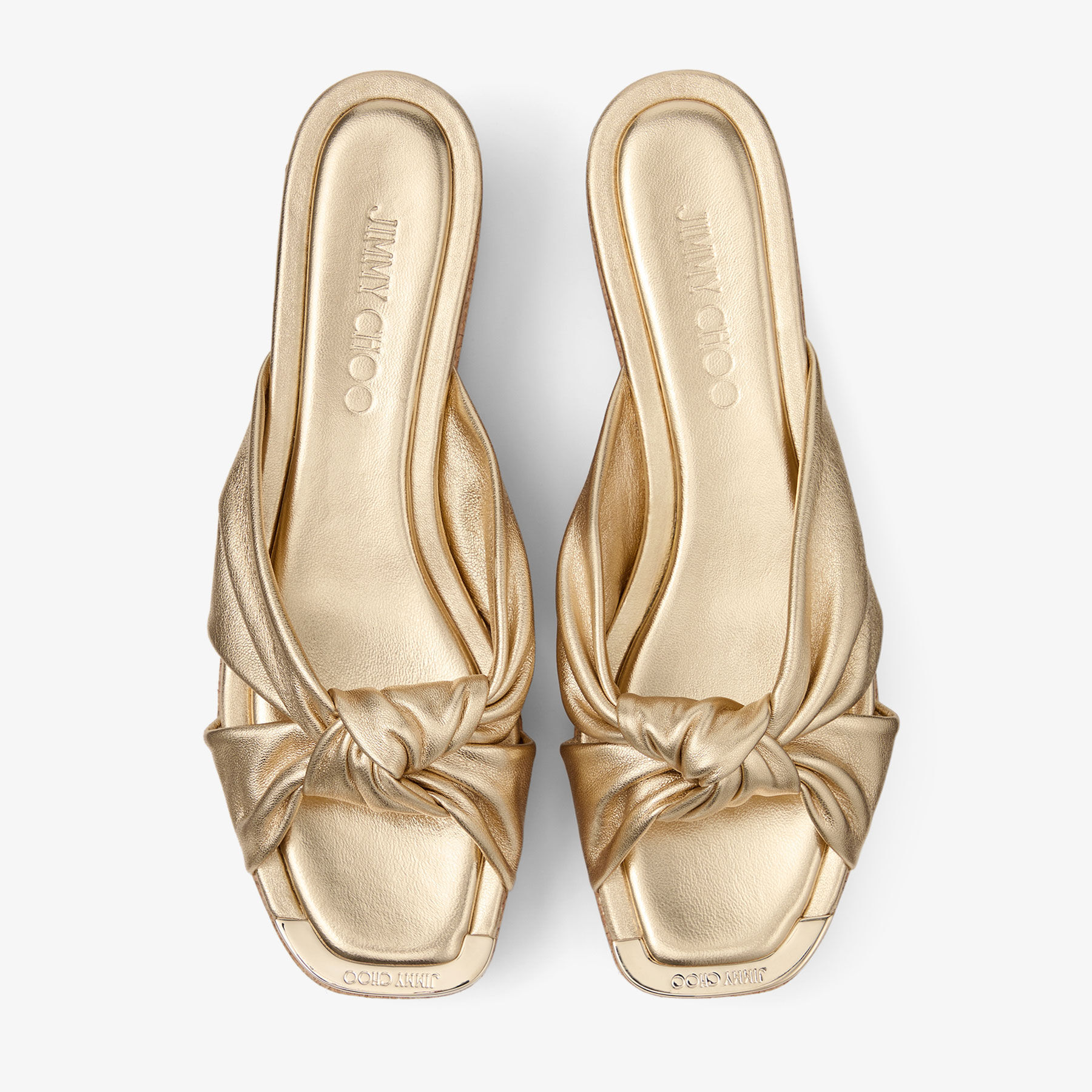 Avenue Wedge 50 Gold Metallic Nappa Wedge Mules