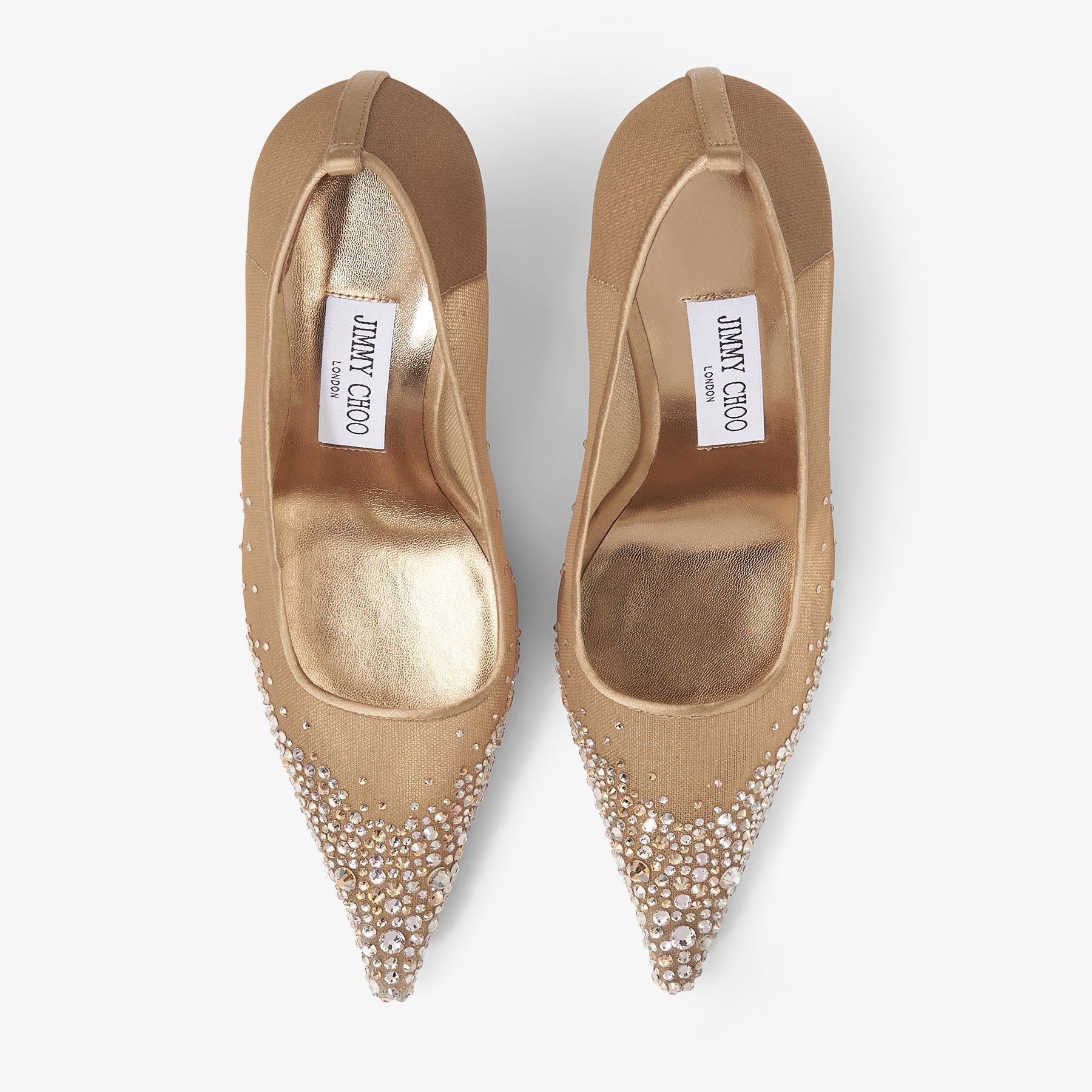 Ixia 95 Bronze Crystal Mesh Satin Pumps