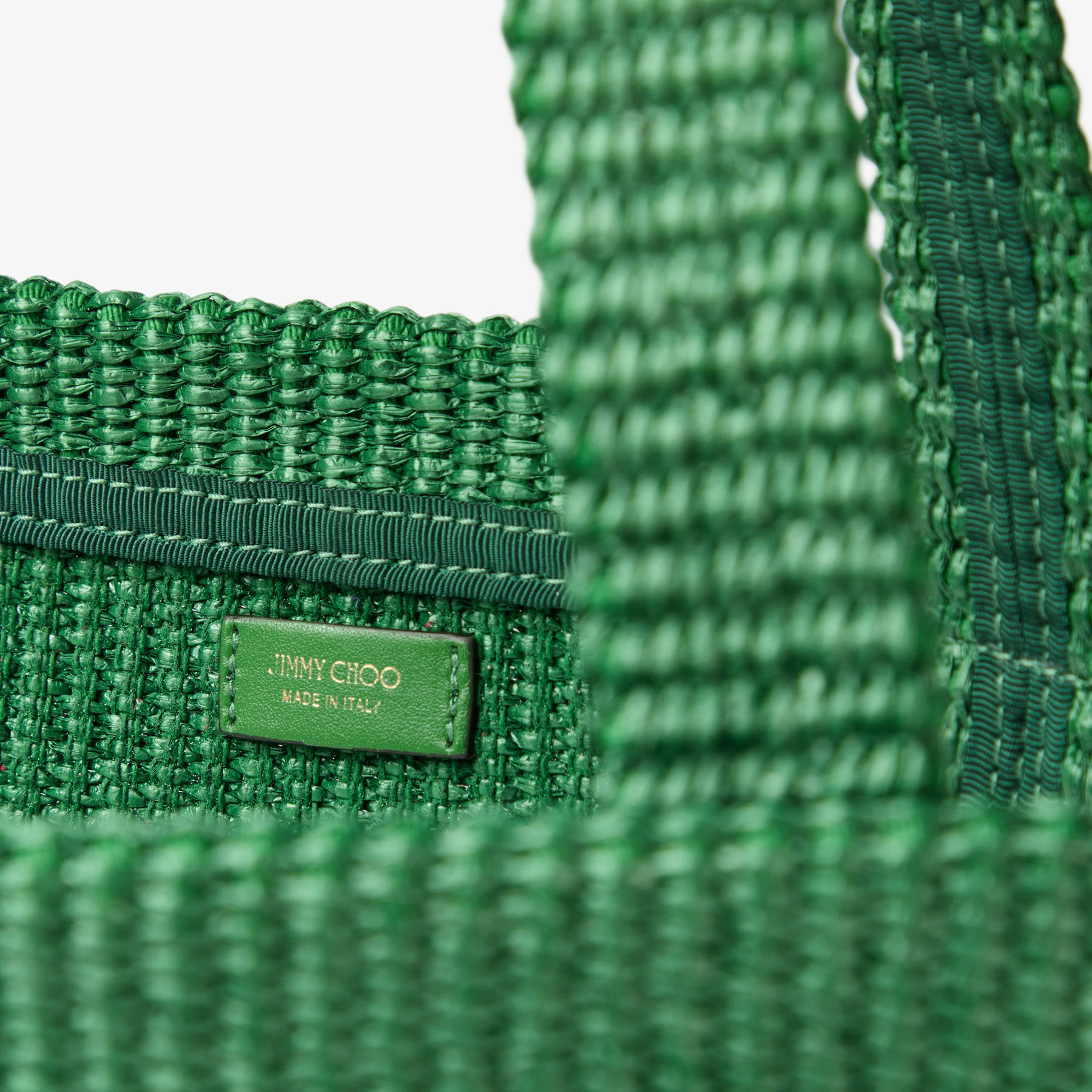 Beach Tote East-West Green Raffia Embroidered Tote Bag