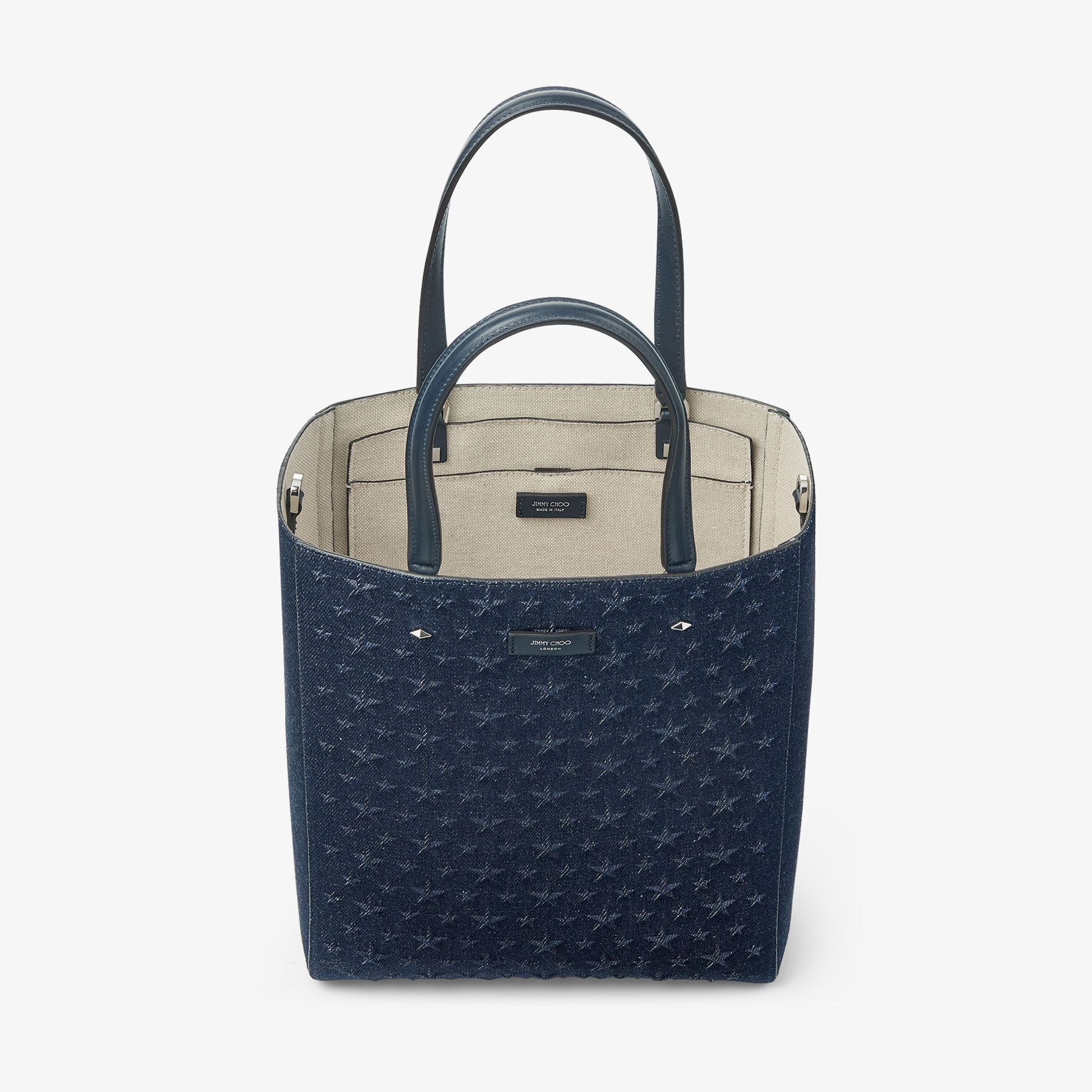 Lenny North-South M-M Dark Denim Embossed Tote Bag