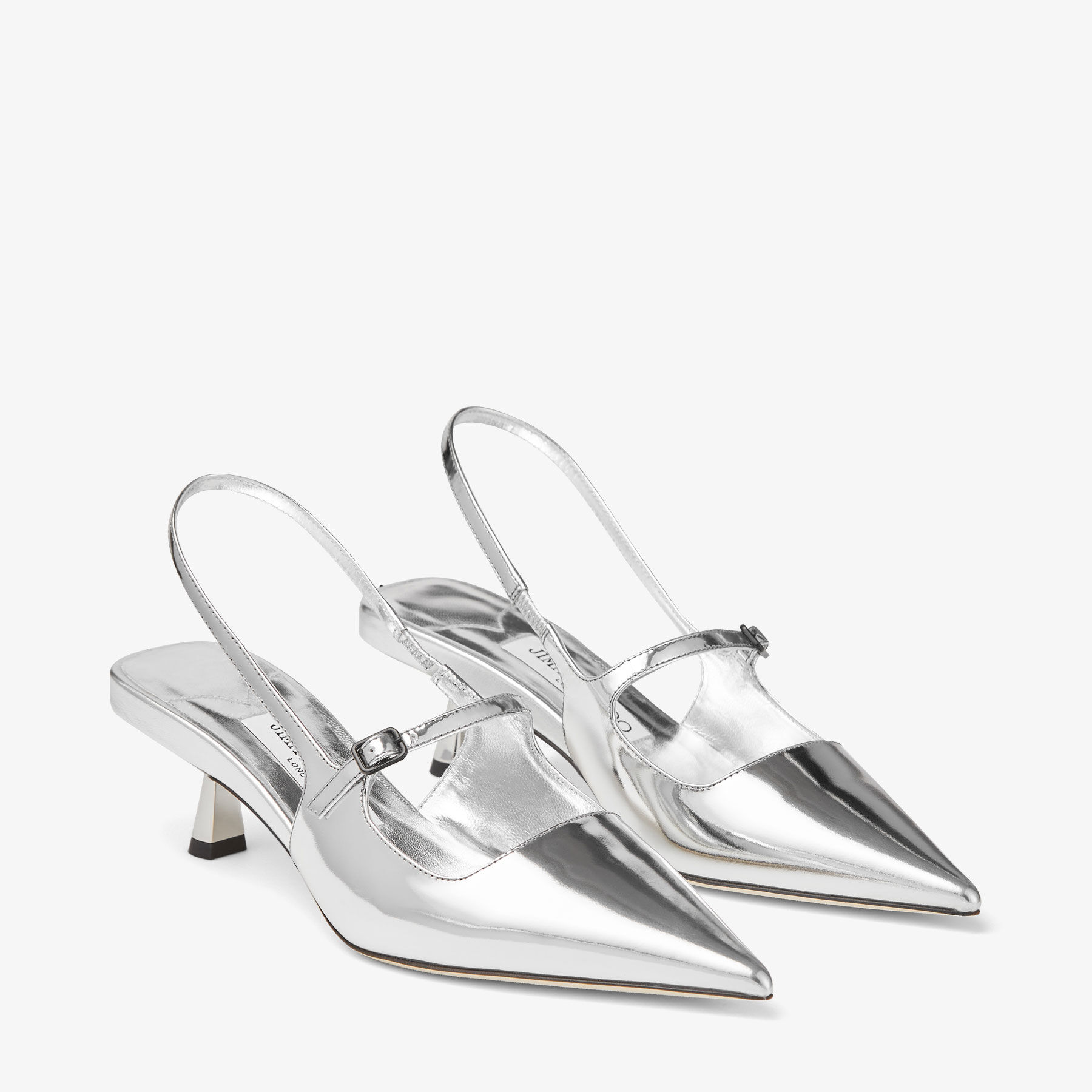 Didi 45 Silver Liquid Metal Leather Pointed Pumps