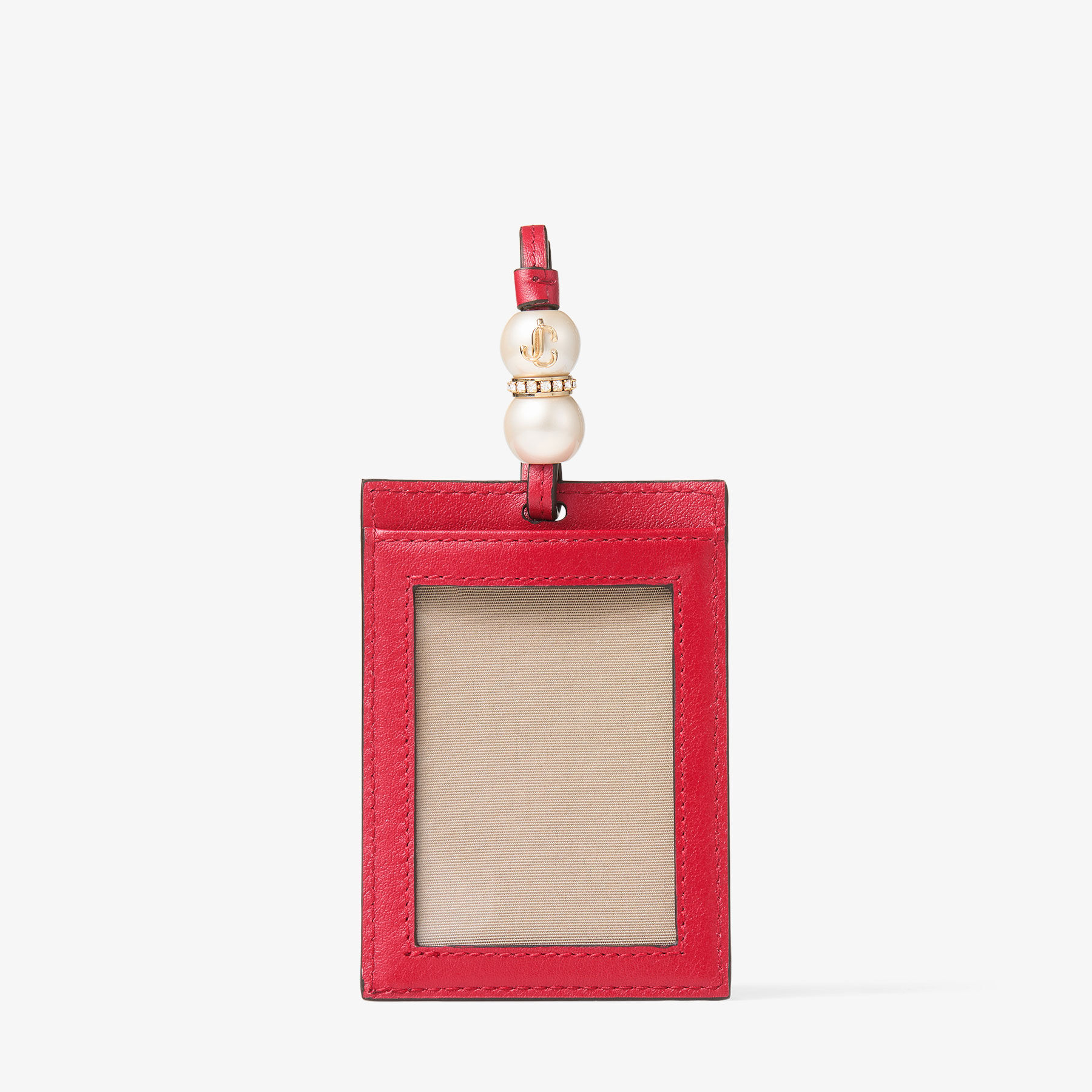 Cardholder With Spheres Ruby Red Leather Card Holder