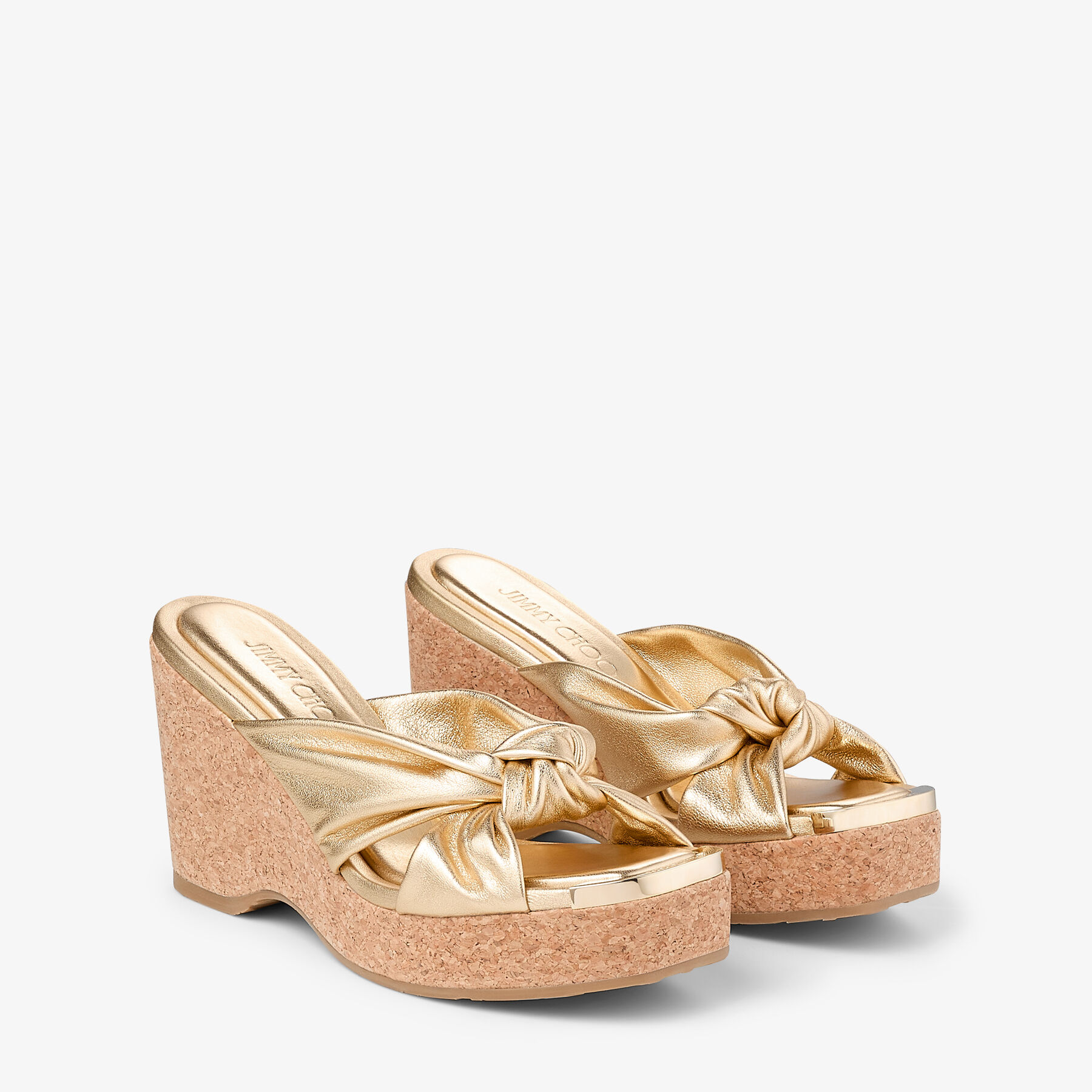 Avenue Wedge 95 Gold Metallic Nappa Wedge Mules