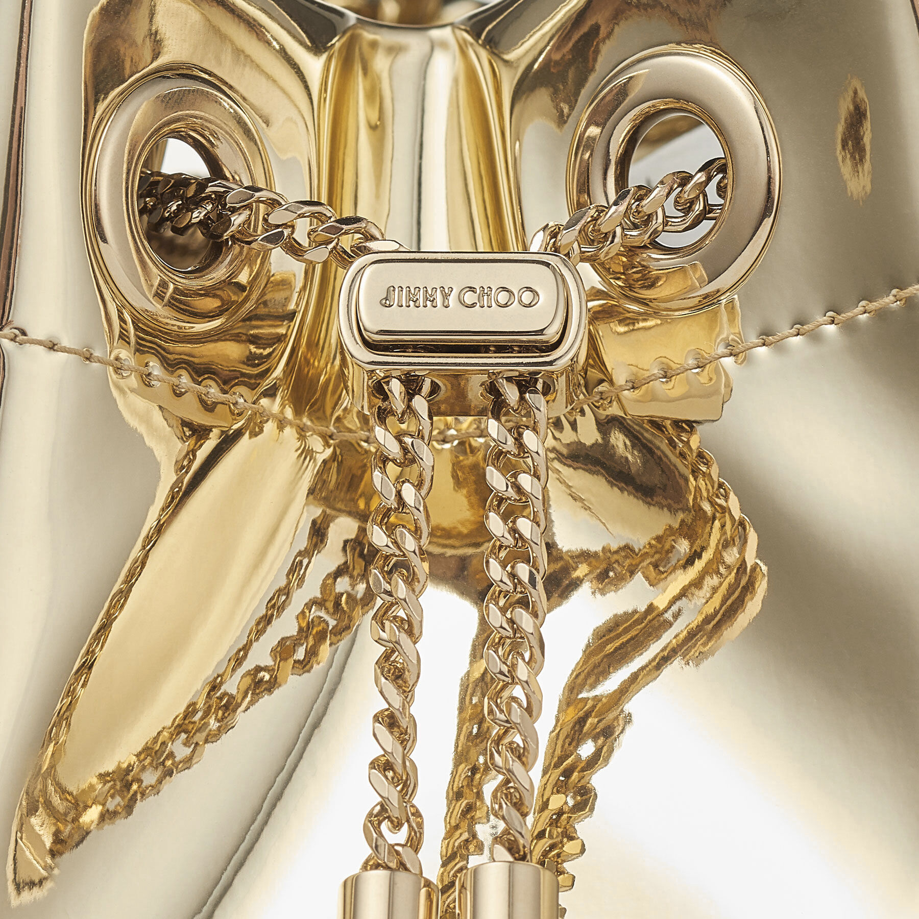 Bon Bon Gold Mirror Fabric Mini Bag with Metal Handle