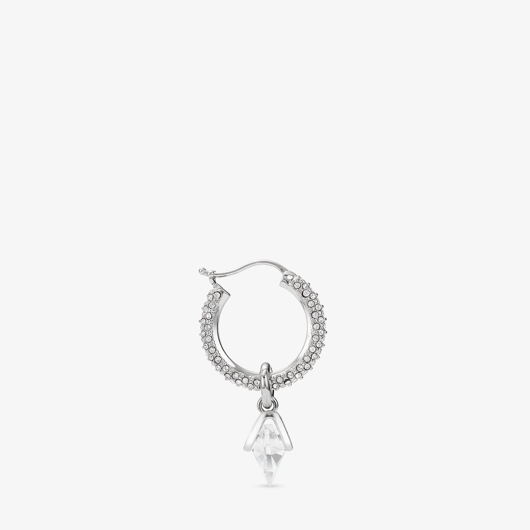 Heart Hoops Silver-Finish Heart Hoop Earrings with Crystals