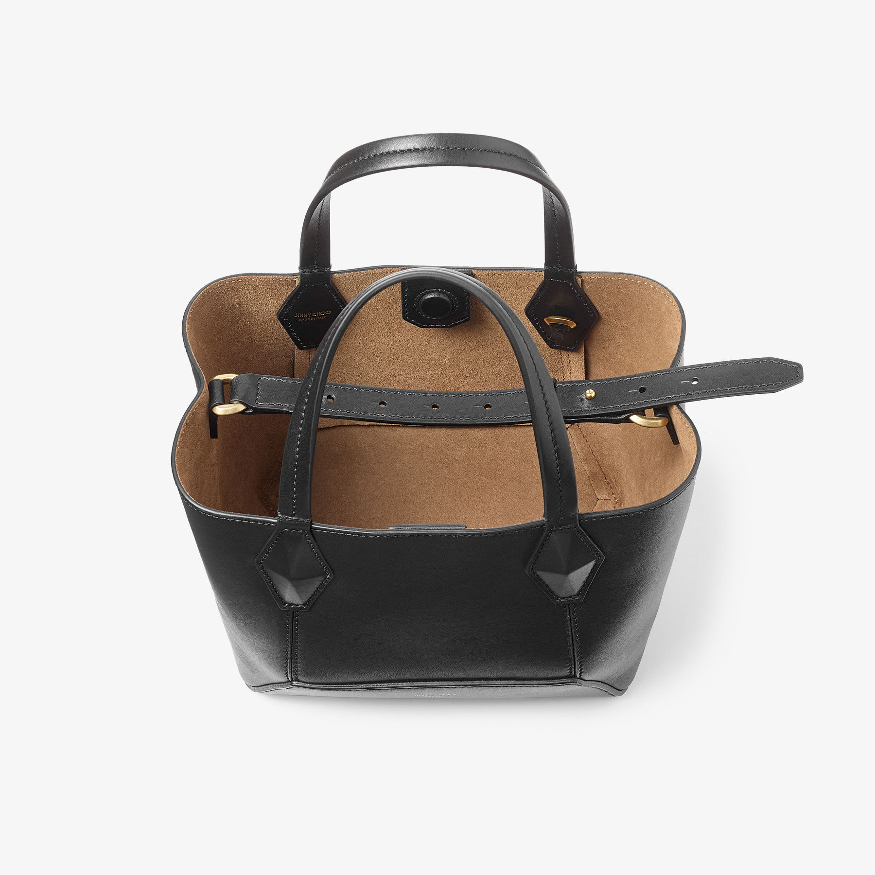 Diamond Tote S Black Calf Leather Tote Bag