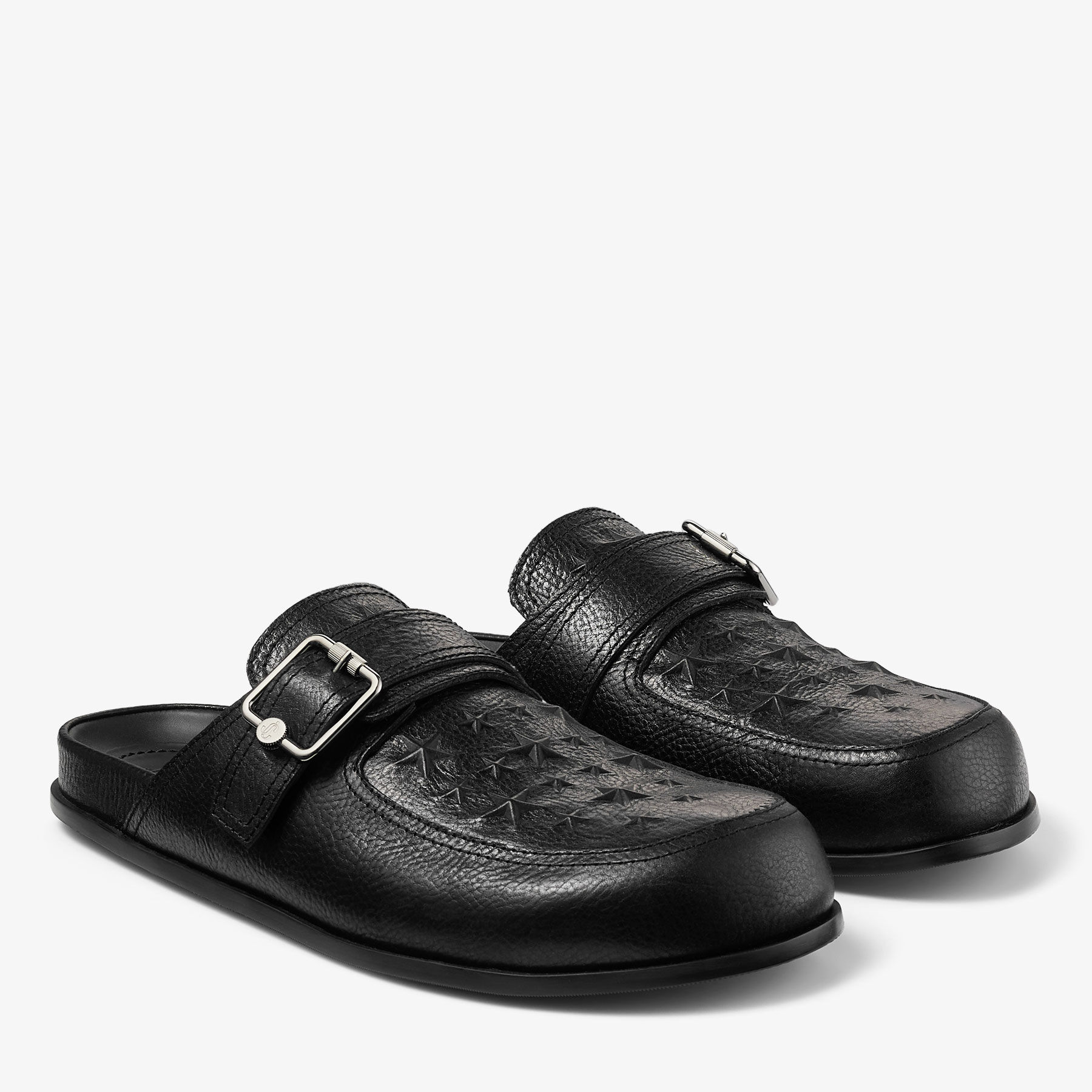 Etta Mule Black Embossed Leather Mules