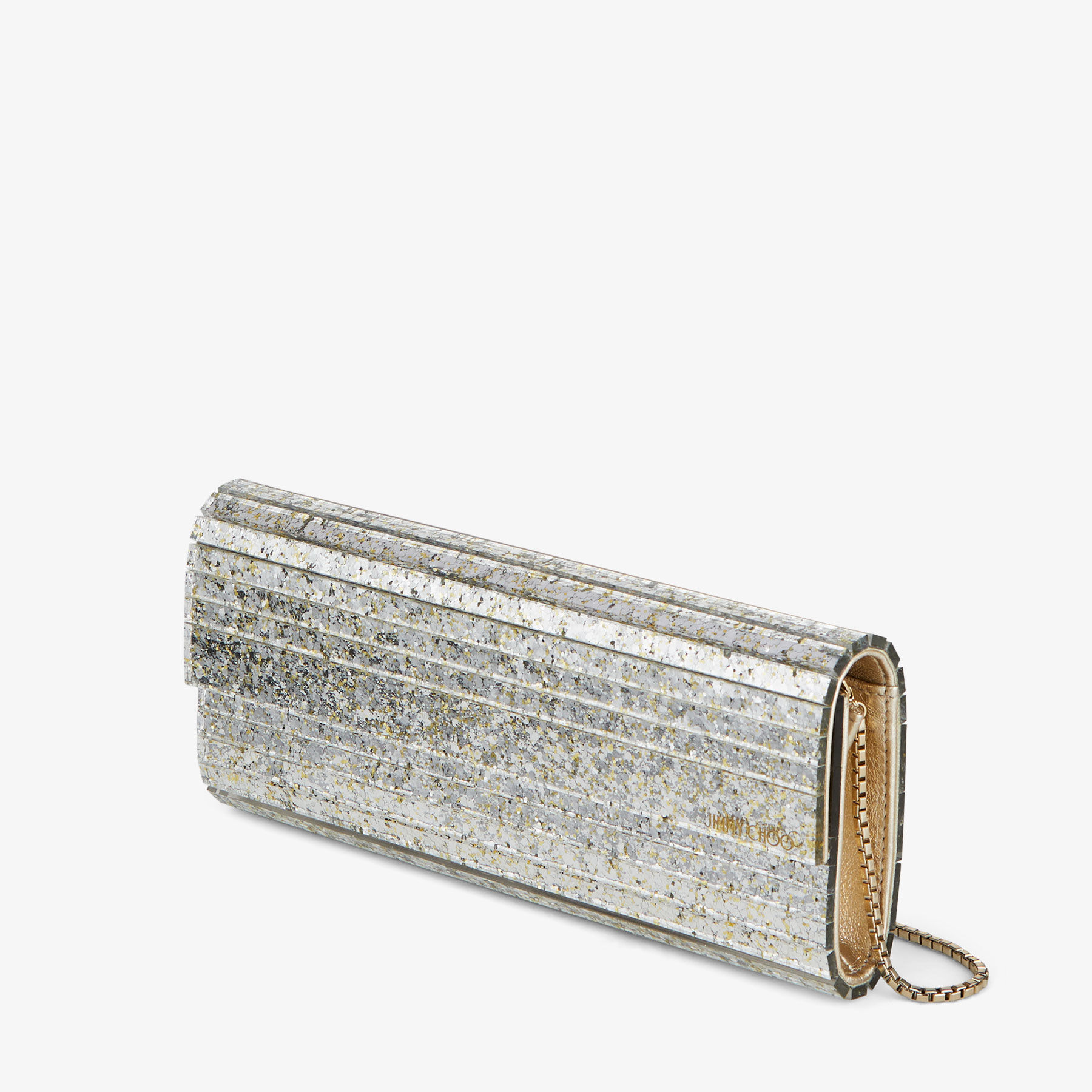 Sweetie Champagne Coarse Glitter Acrylic Clutch Bag