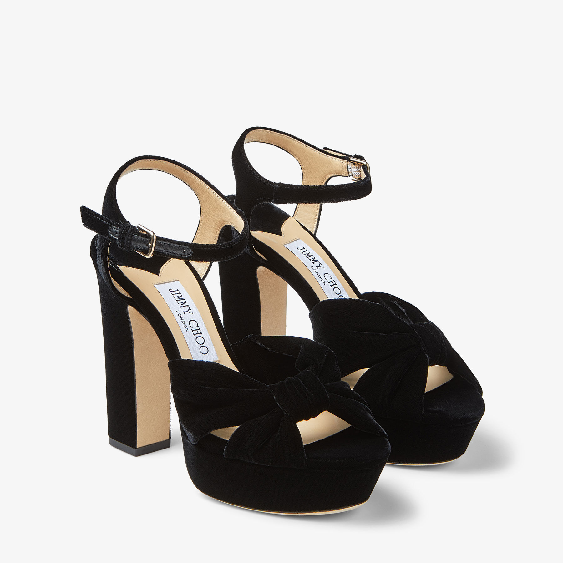Heloise 120 Black Velvet Platform Sandals