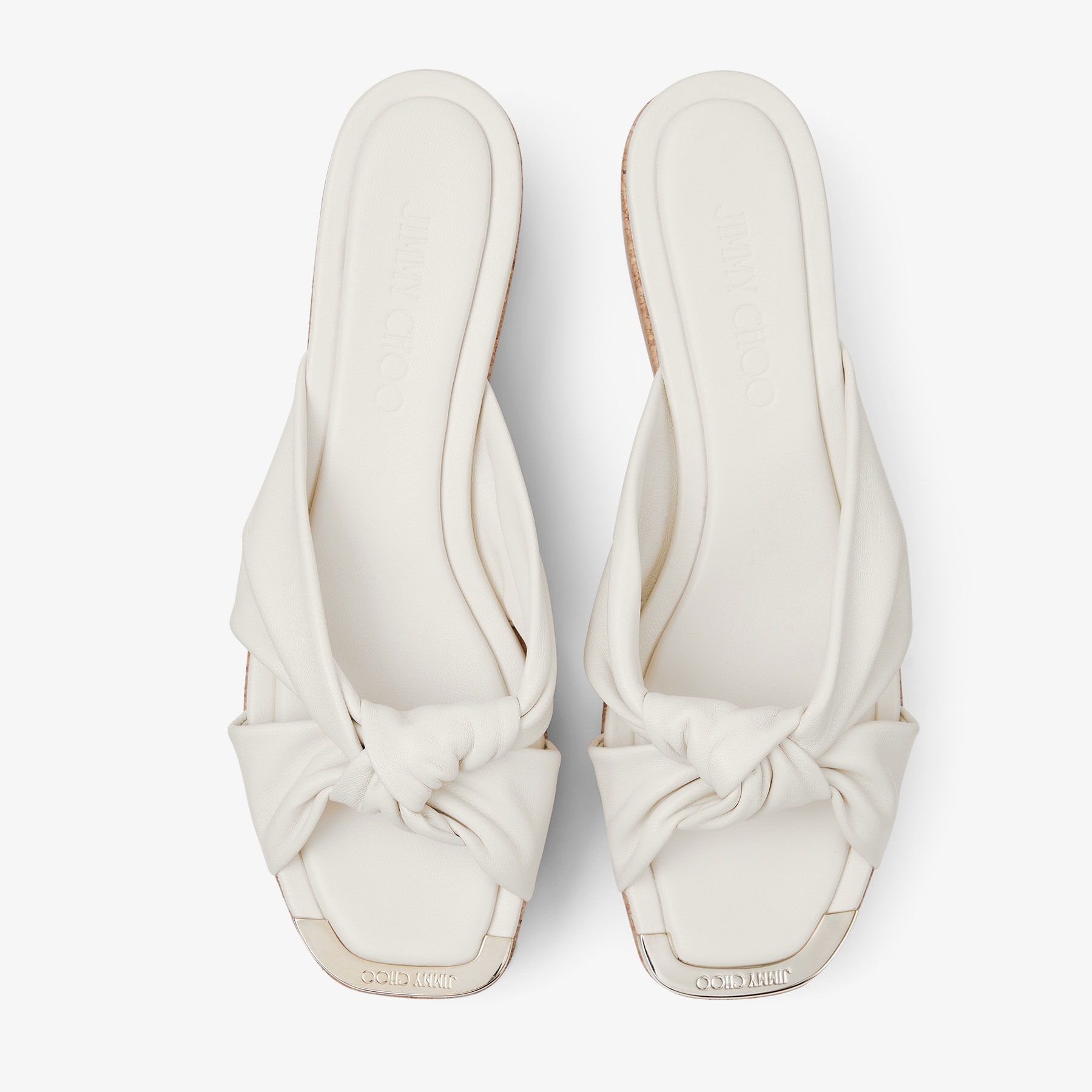 Avenue Wedge 50 Latte Nappa Leather Wedge Mules