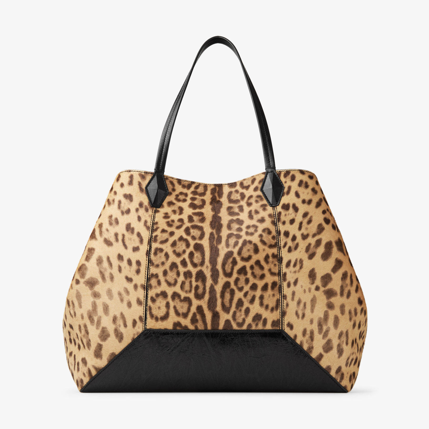 Diamond Tote L Natural Leopard Print Pony Tote Bag