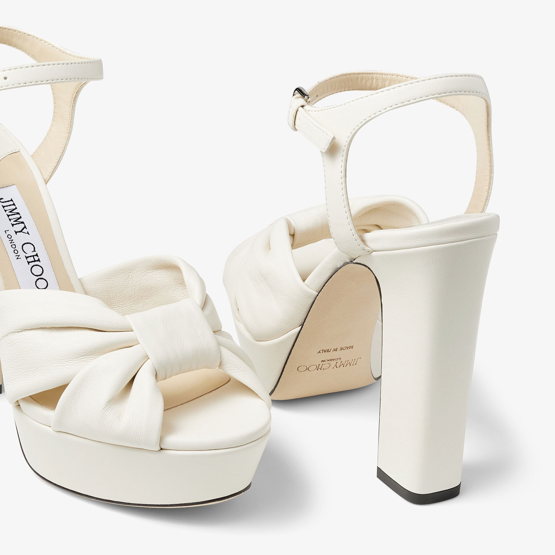 Heloise 120 Latte Nappa Leather Platform Sandals