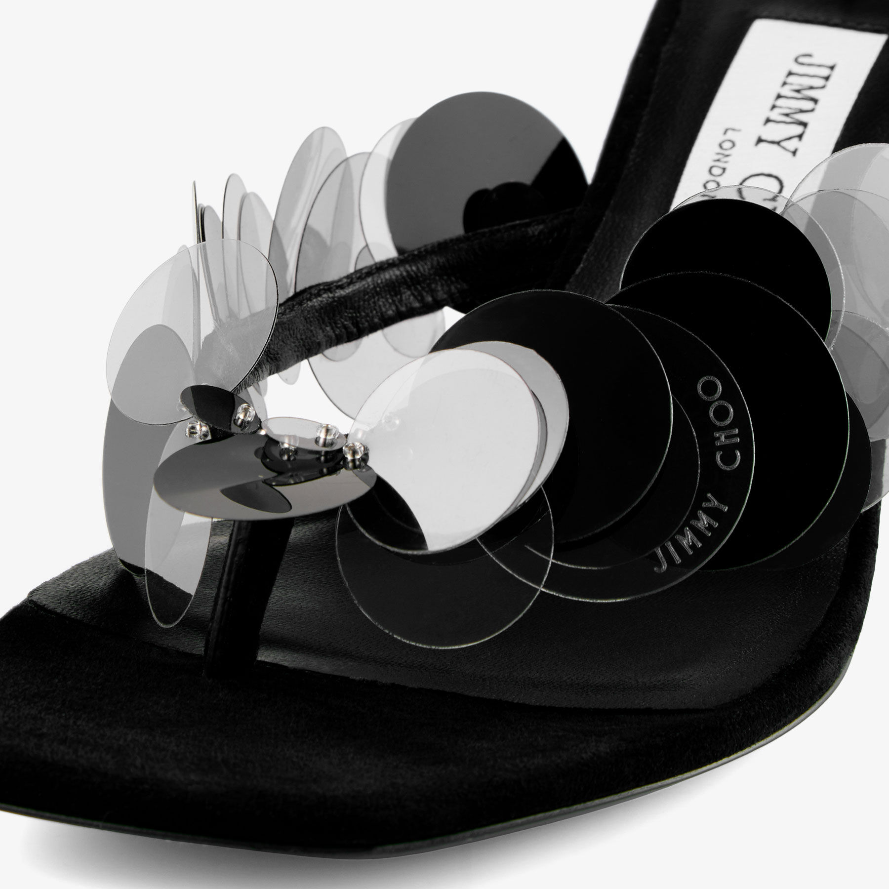 Freja 70 Black Suede Paillette Sandals