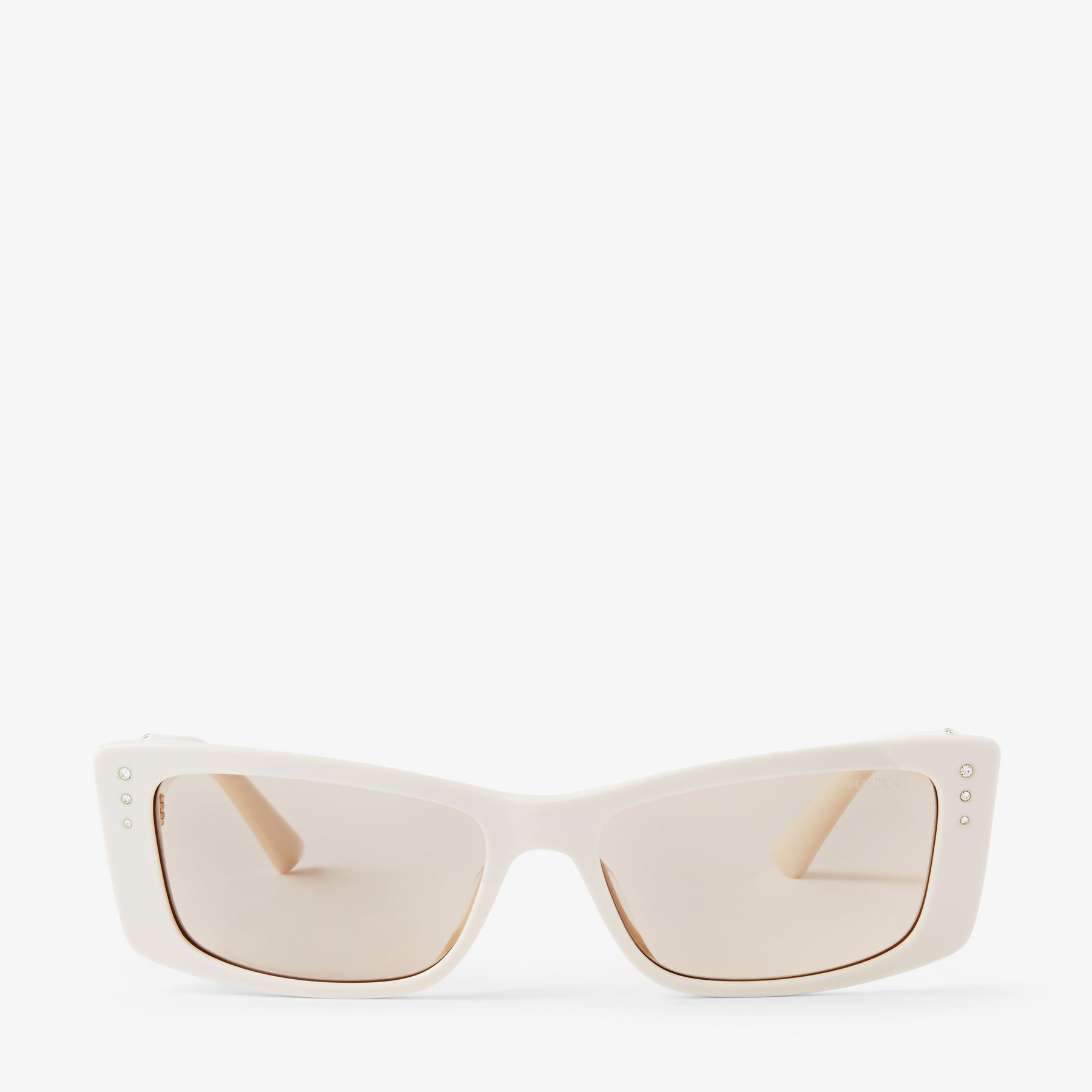 Lexy White Rectangular Sunglasses with Crystals