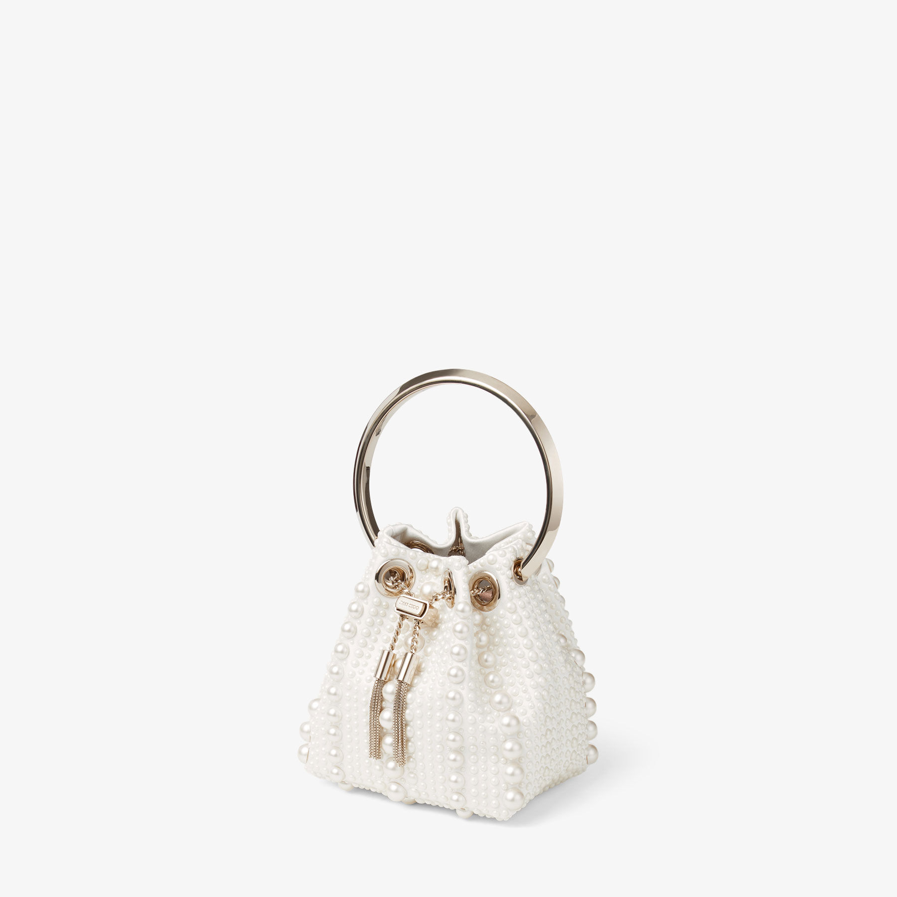 Micro Bon Bon Ivory Satin Mini Bag with All-Over Pearls