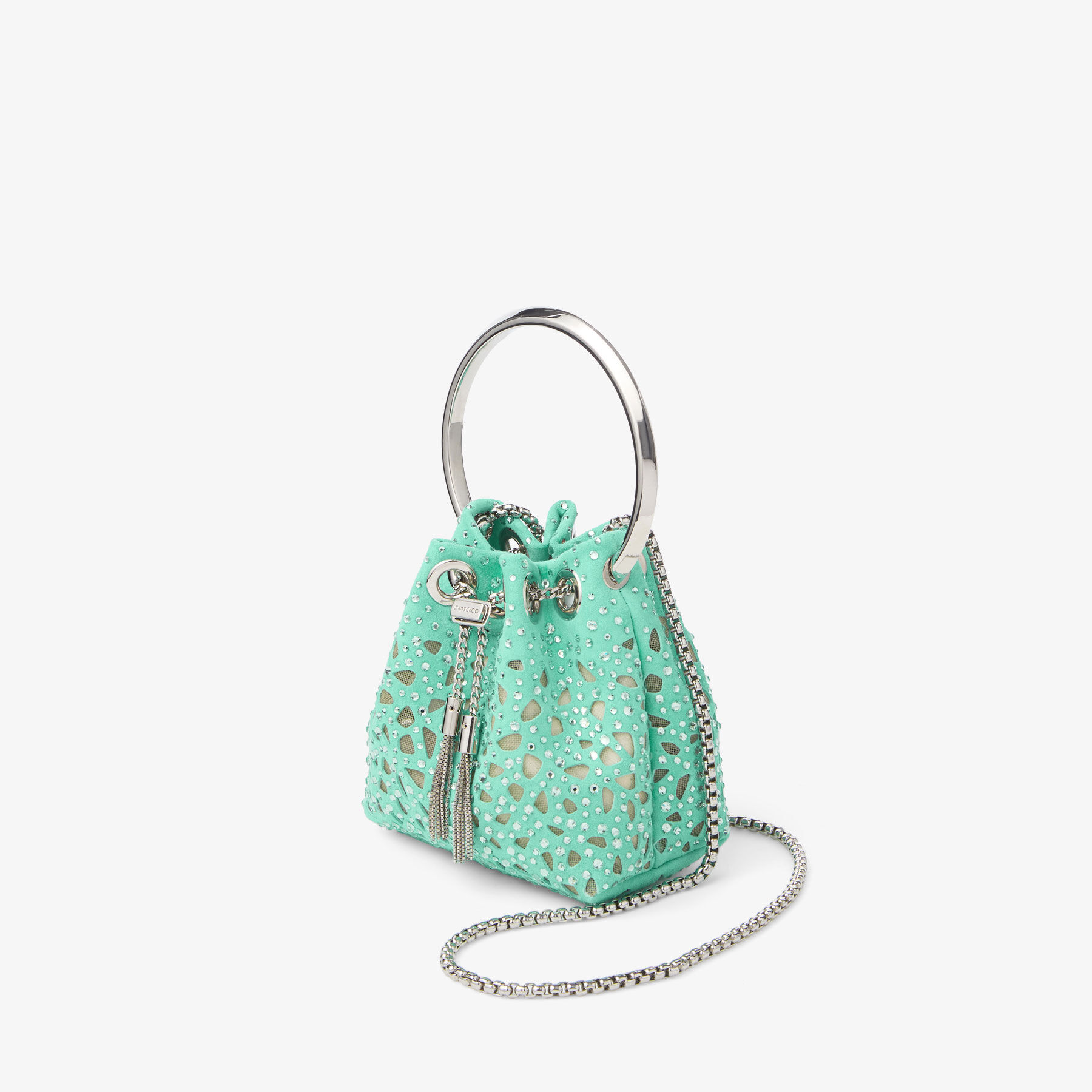 Micro Bon Bon Aqua Green Suede Crystal Mini Bag