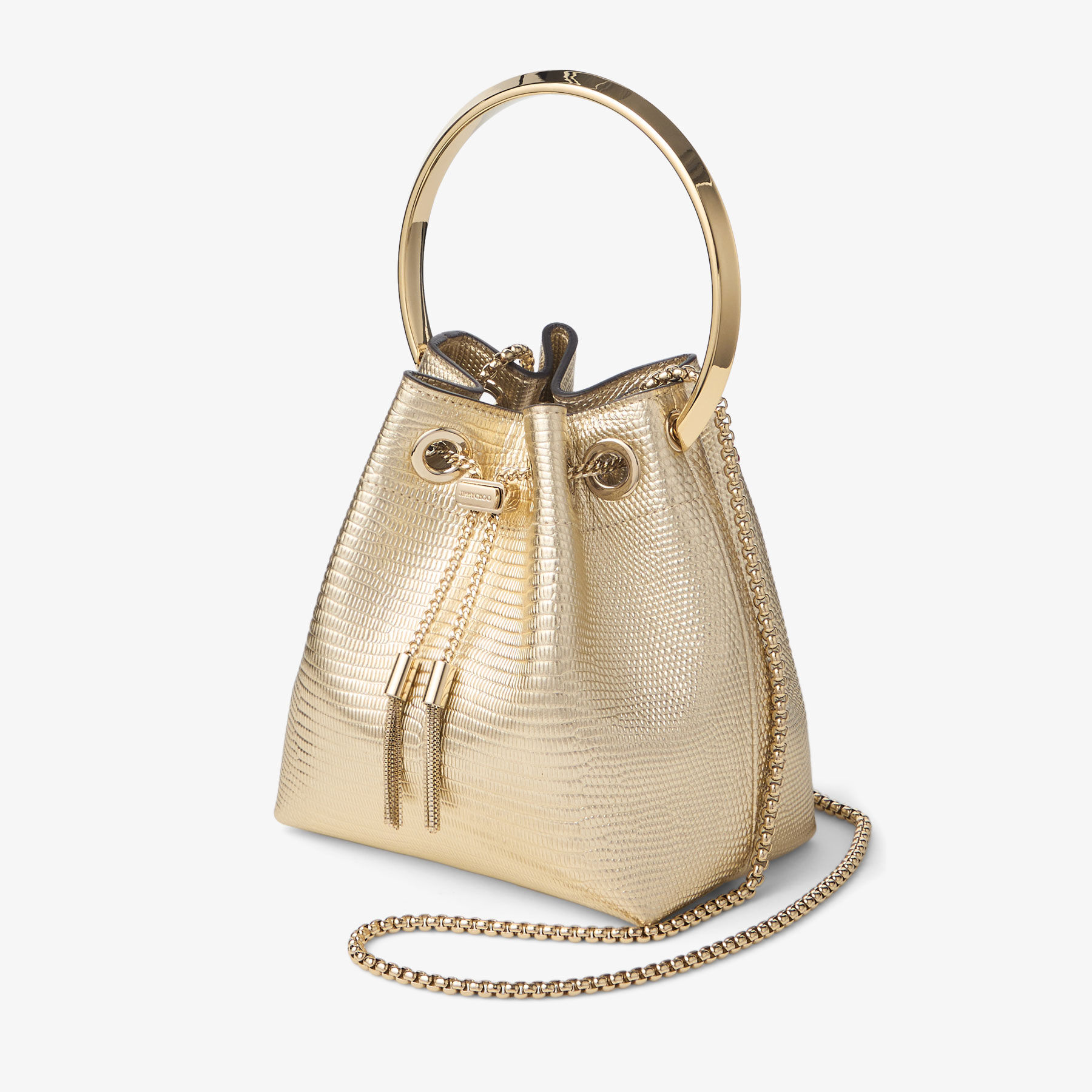 Bon Bon Gold Lizard Printed Leather Bag