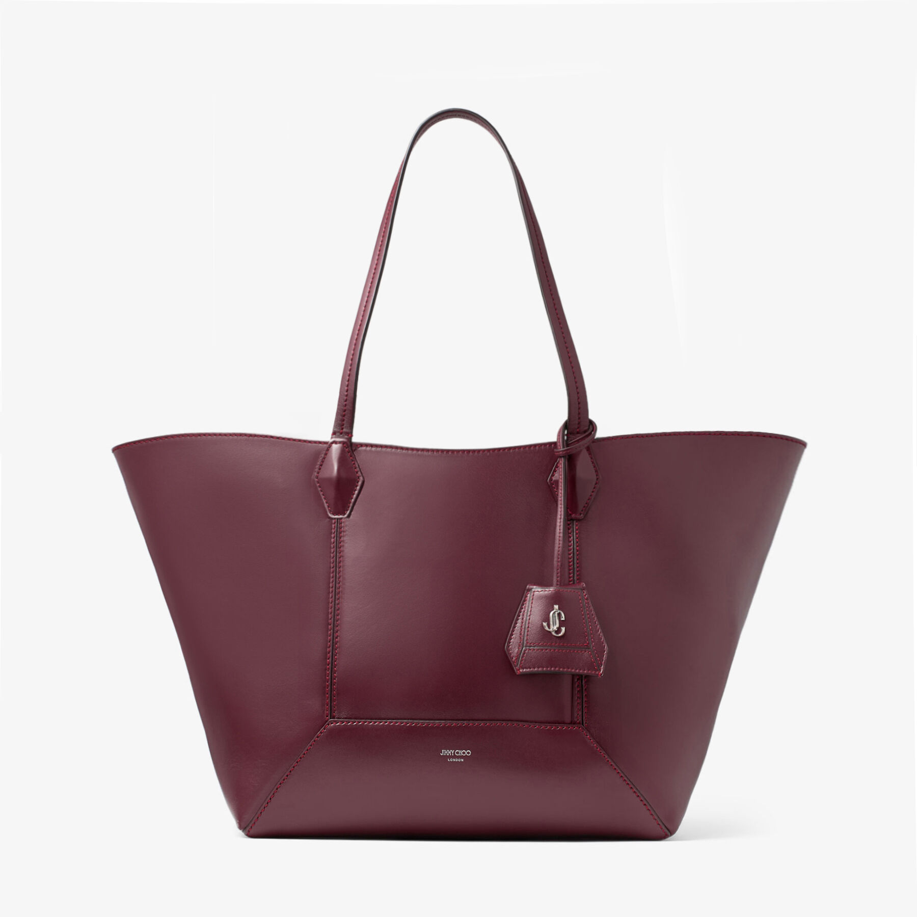 Diamond Tote M Garnet Calf Leather Tote Bag