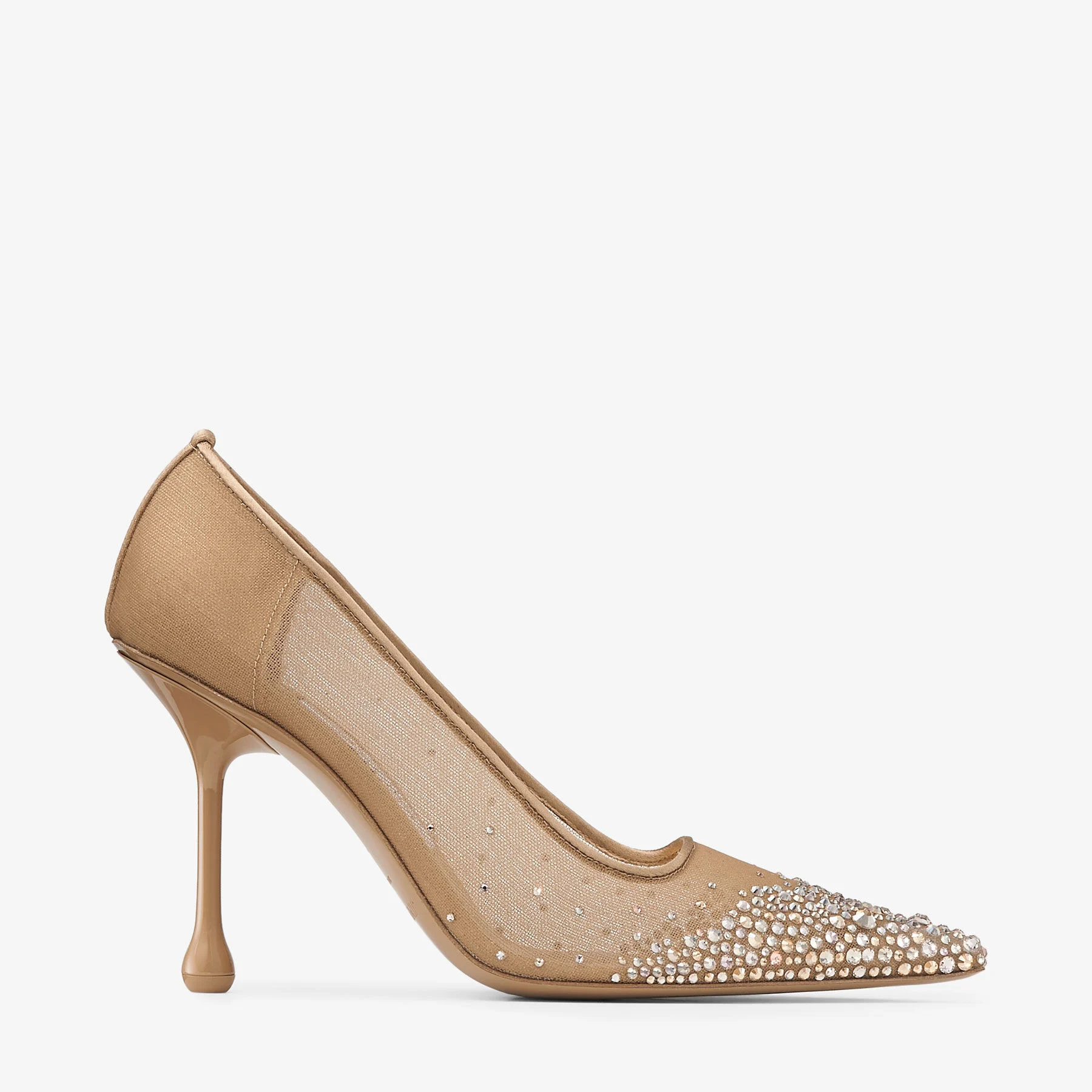 Ixia 95 Bronze Crystal Mesh Satin Pumps