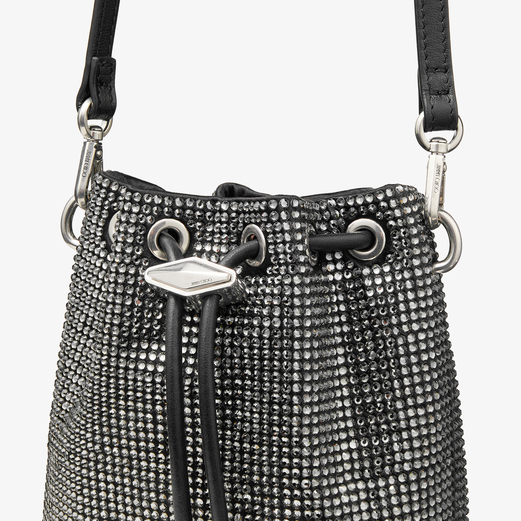 Cinch Mini Black Satin Crystal Mini Bag