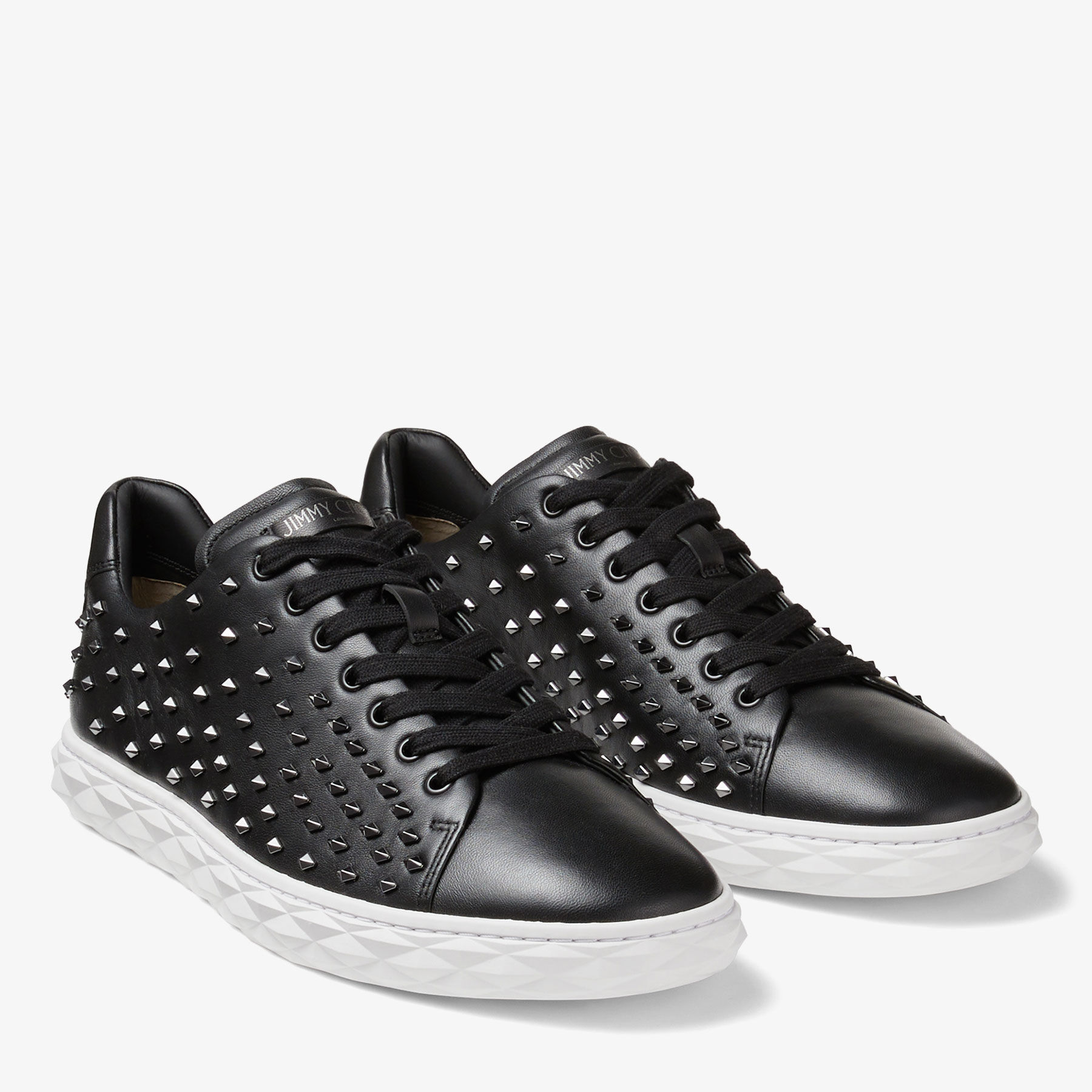 Diamond Light M Black Nappa Low-Top Trainers with Studs