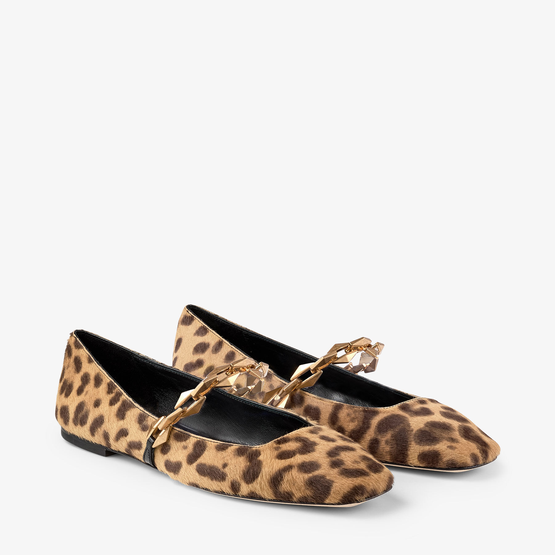 Diamond Tilda Flat Natural Leopard Print Pony Flats