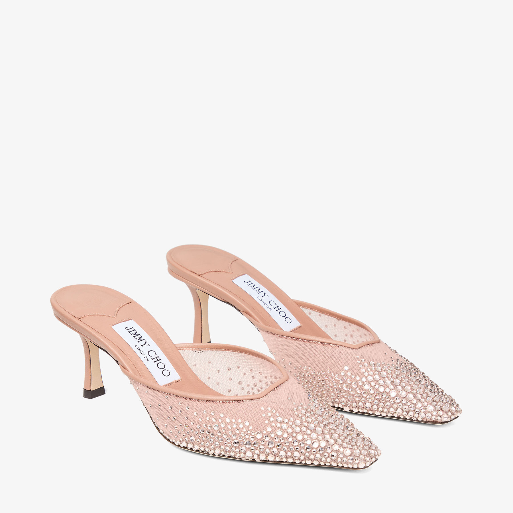Vivi 65 Pink Crystal Mesh Mules
