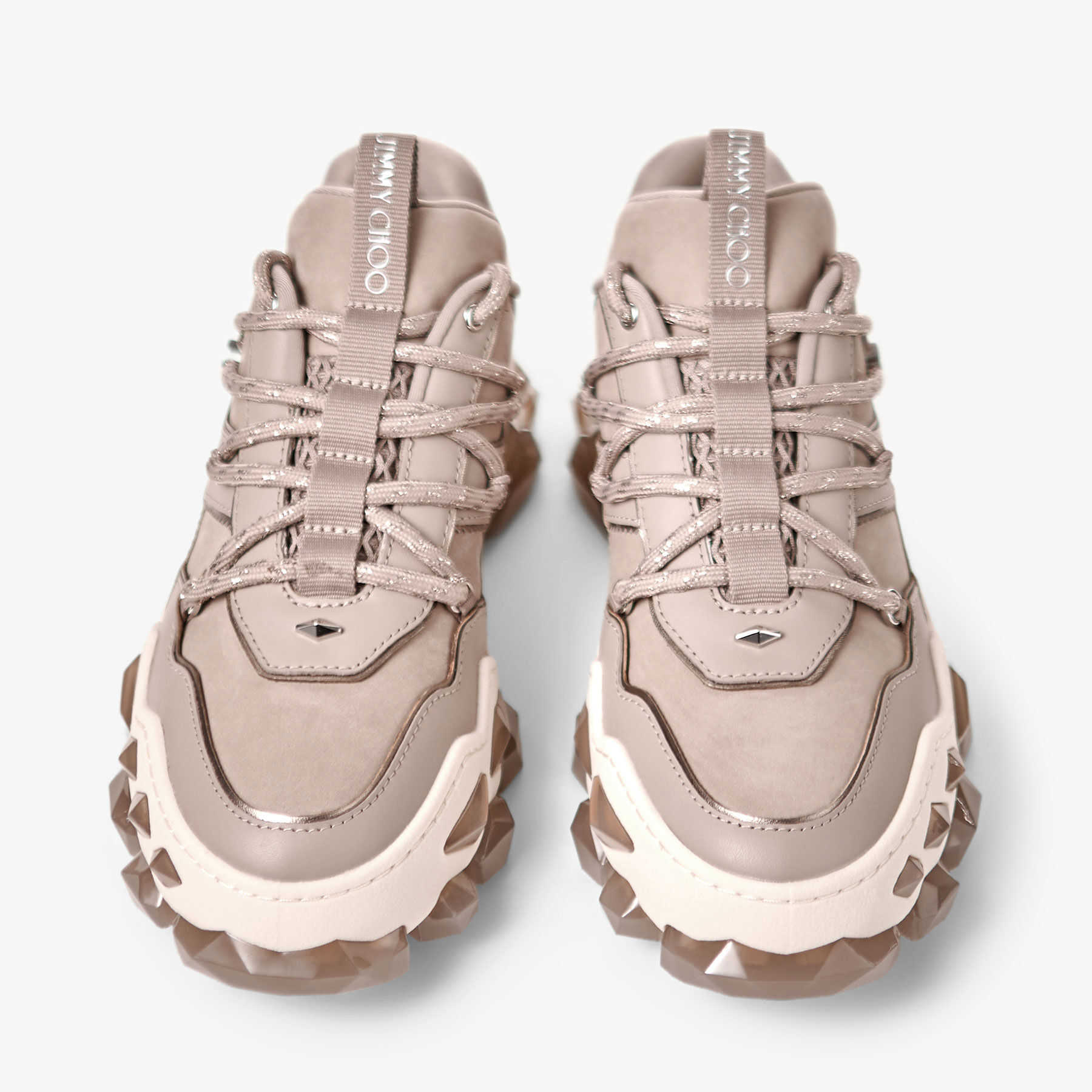 Diamond X II F Taupe Leather Trainers
