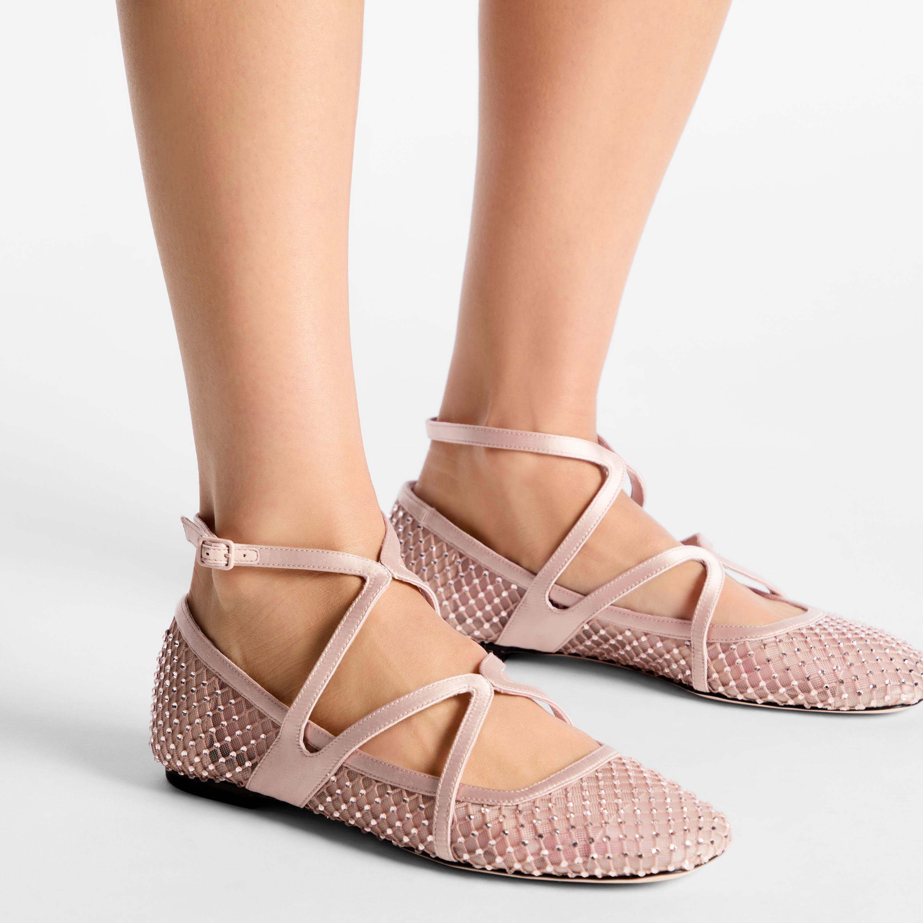 Astoria Flat Macaron Satin Crystal Flats