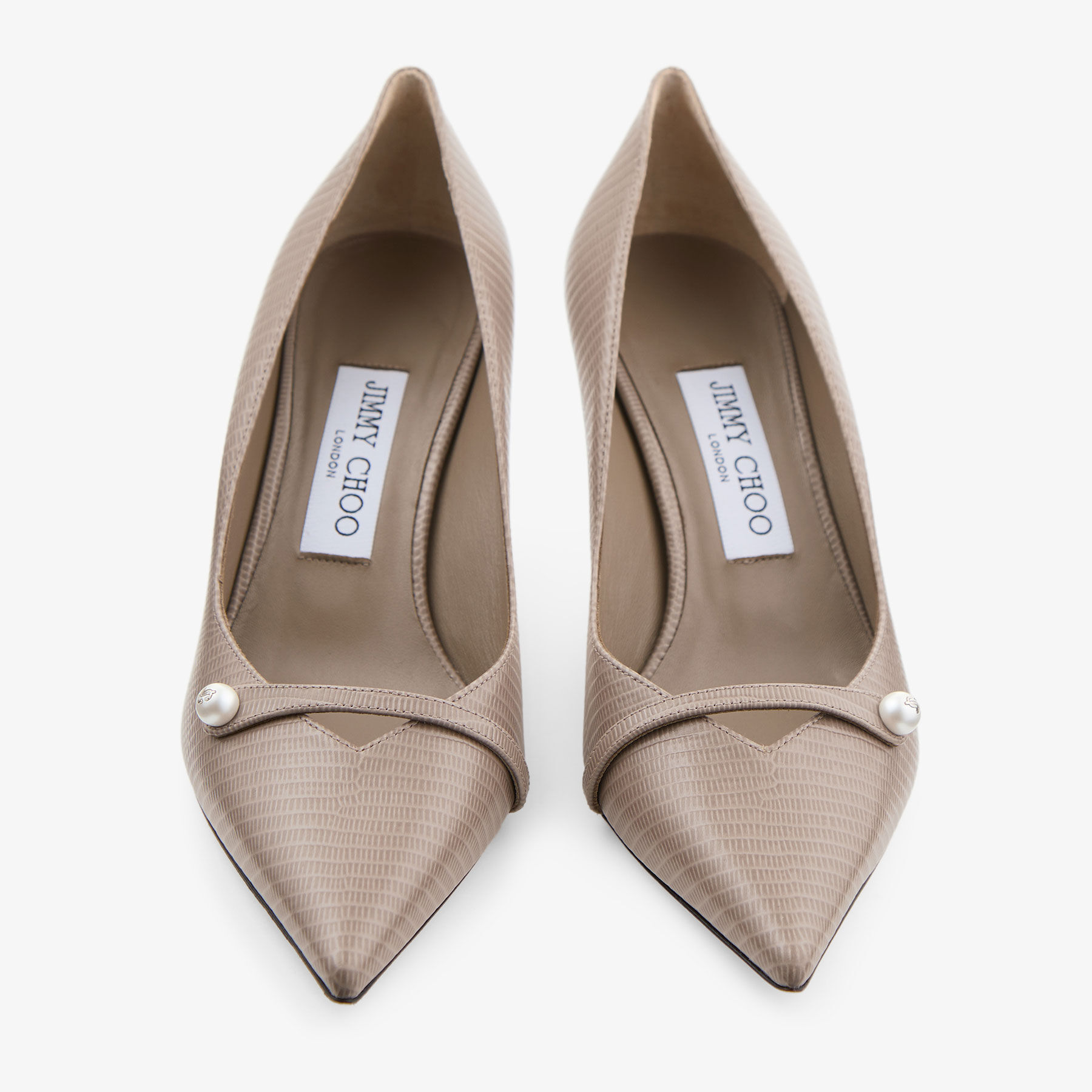 Rosalia 65 Taupe Lizard Printed Leather Pumps