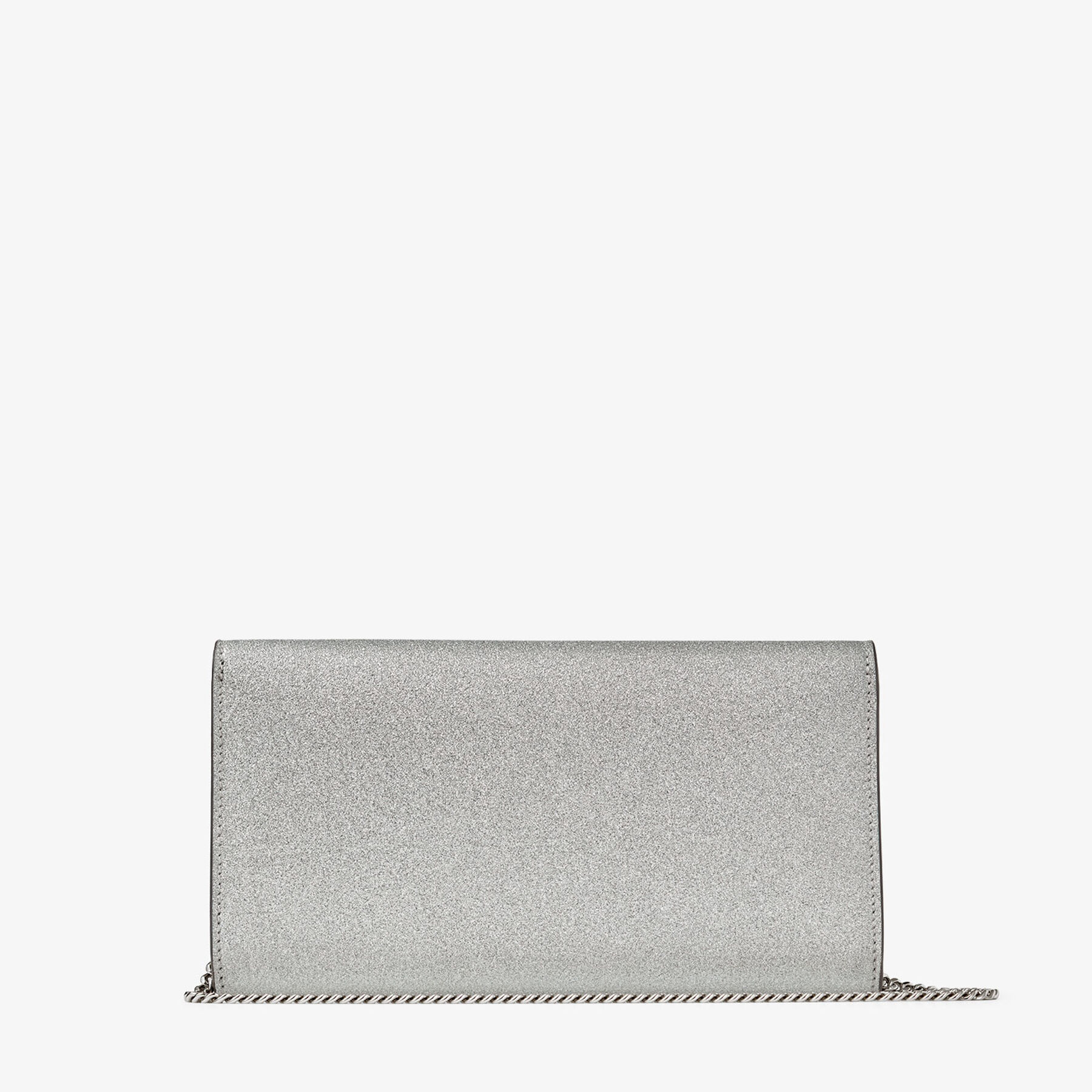 Emmie Silver Fine Glitter Leather Clutch Bag