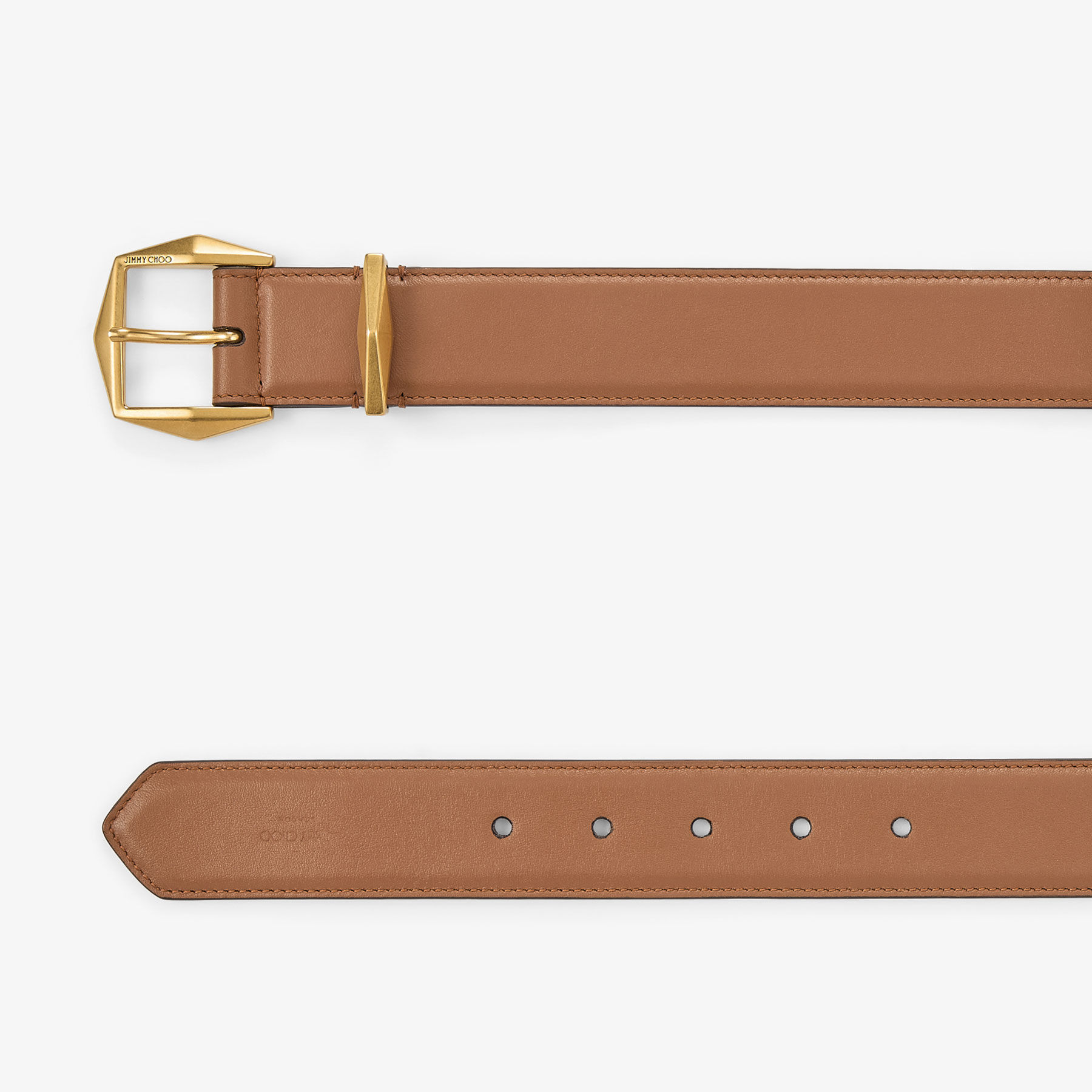 Diamond Buckle Belt Tan Leather Diamond Belt