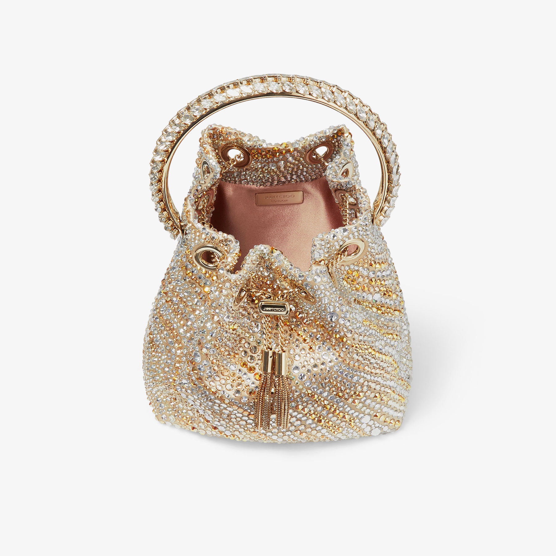 Bon Bon Gold Satin Crystal Handbag