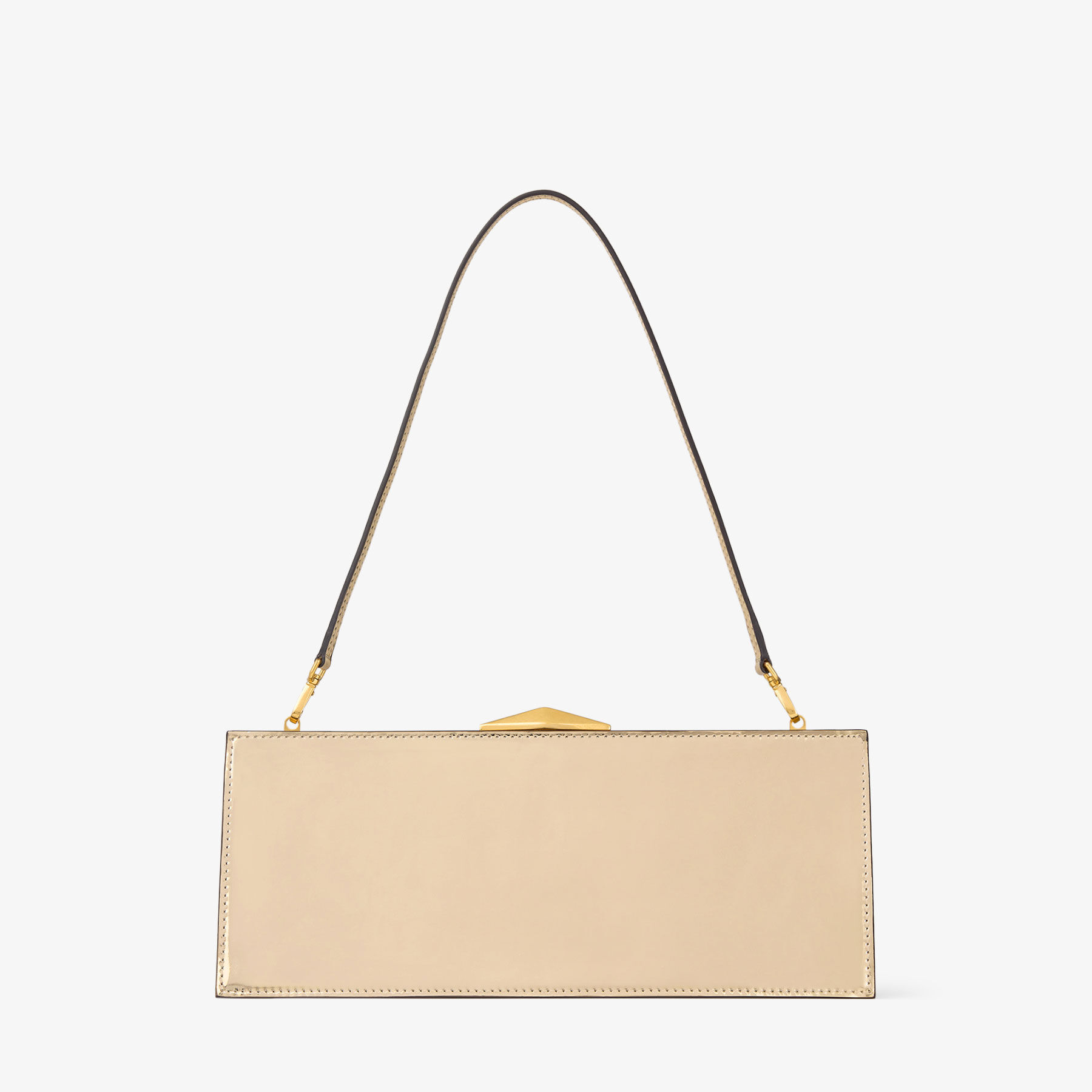 Diamond Cocktail Gold Mirror Leather Clutch