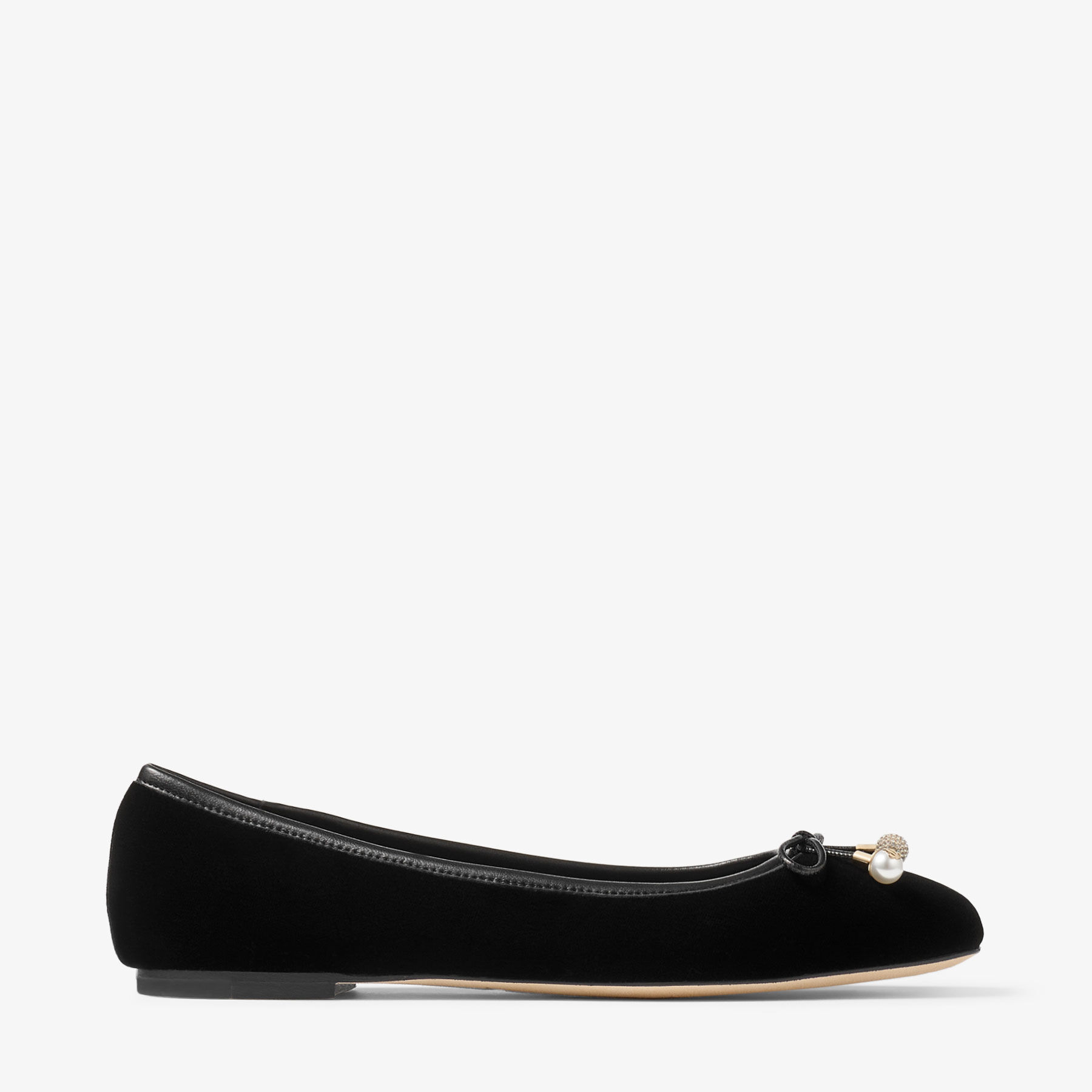Elme Flat Black Velvet Flats