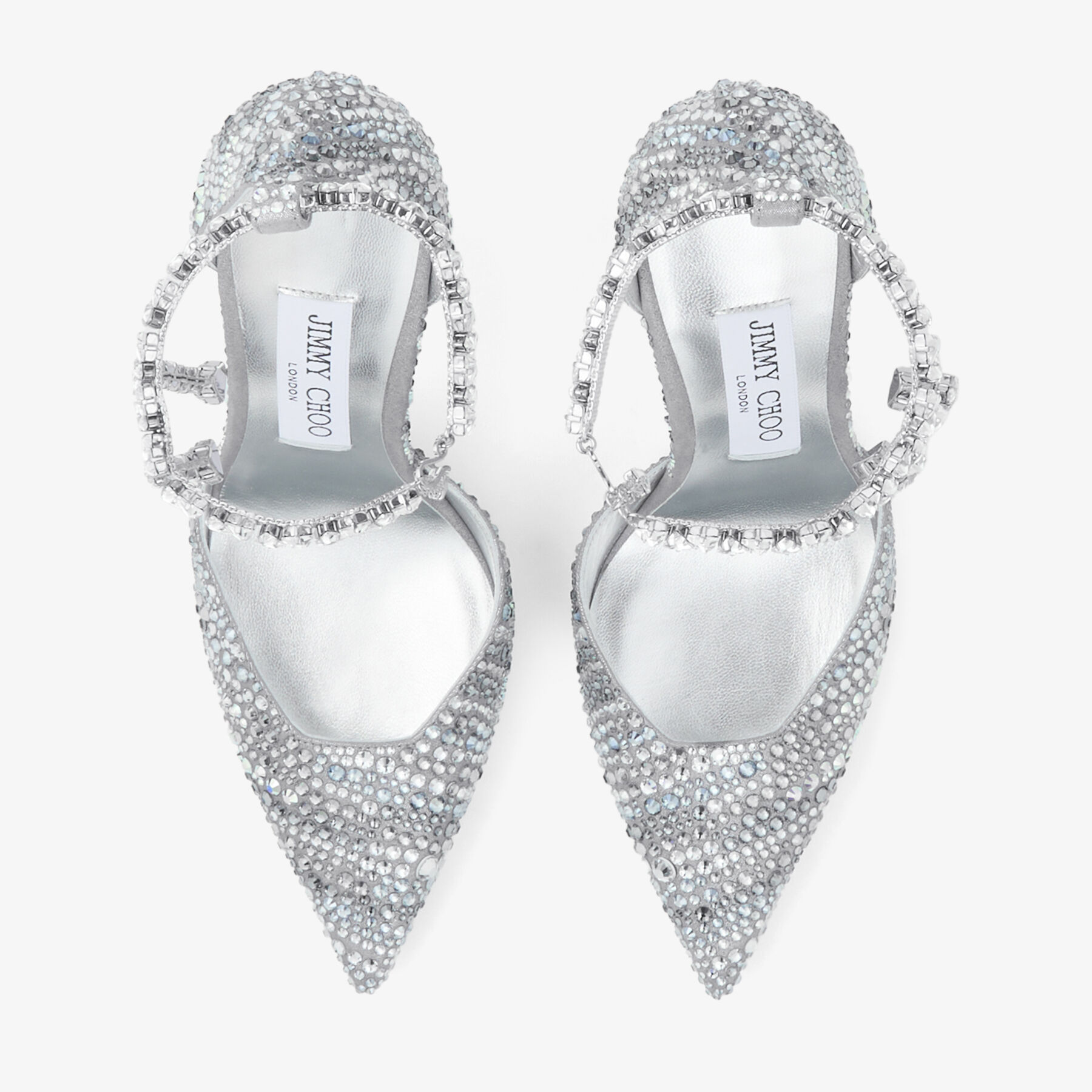 Stevie 100 Silver Shimmer Suede Crystal Pumps