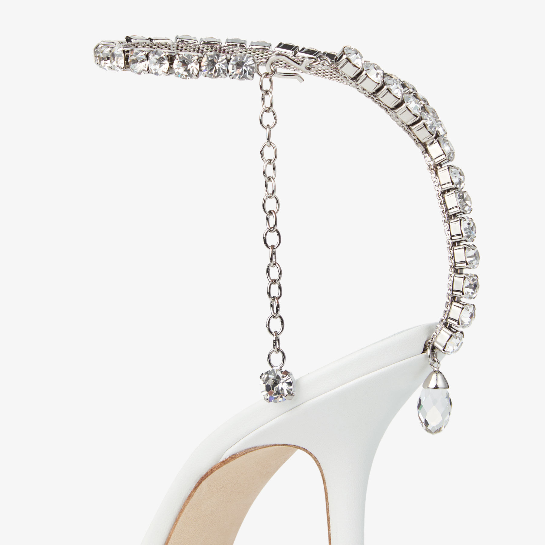 Saeda 100 White Mesh Crystal Pumps